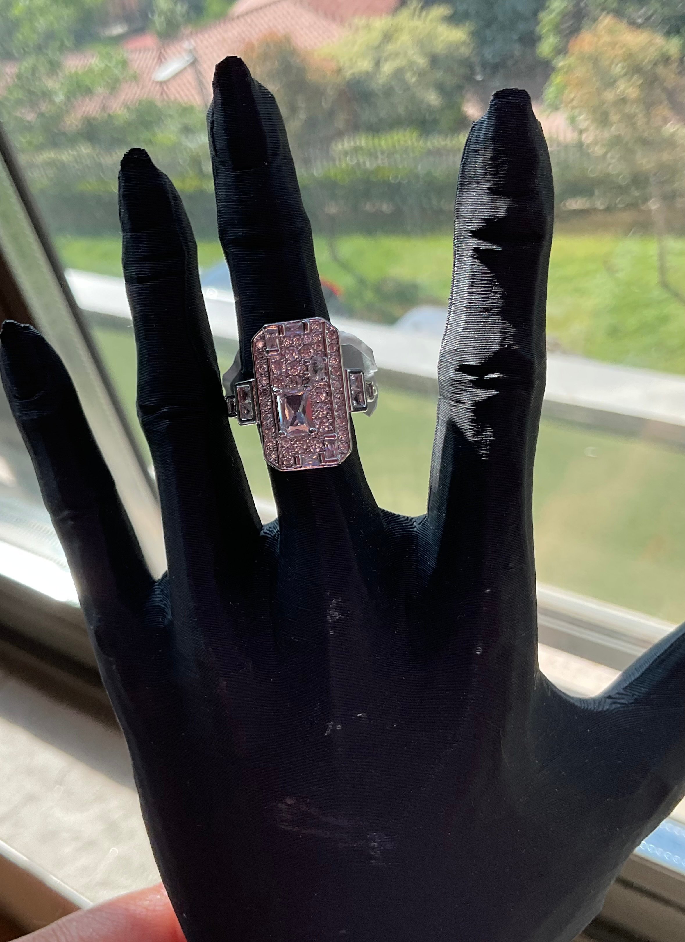 Ayarlanabilir taşlı çelik yüzük silver