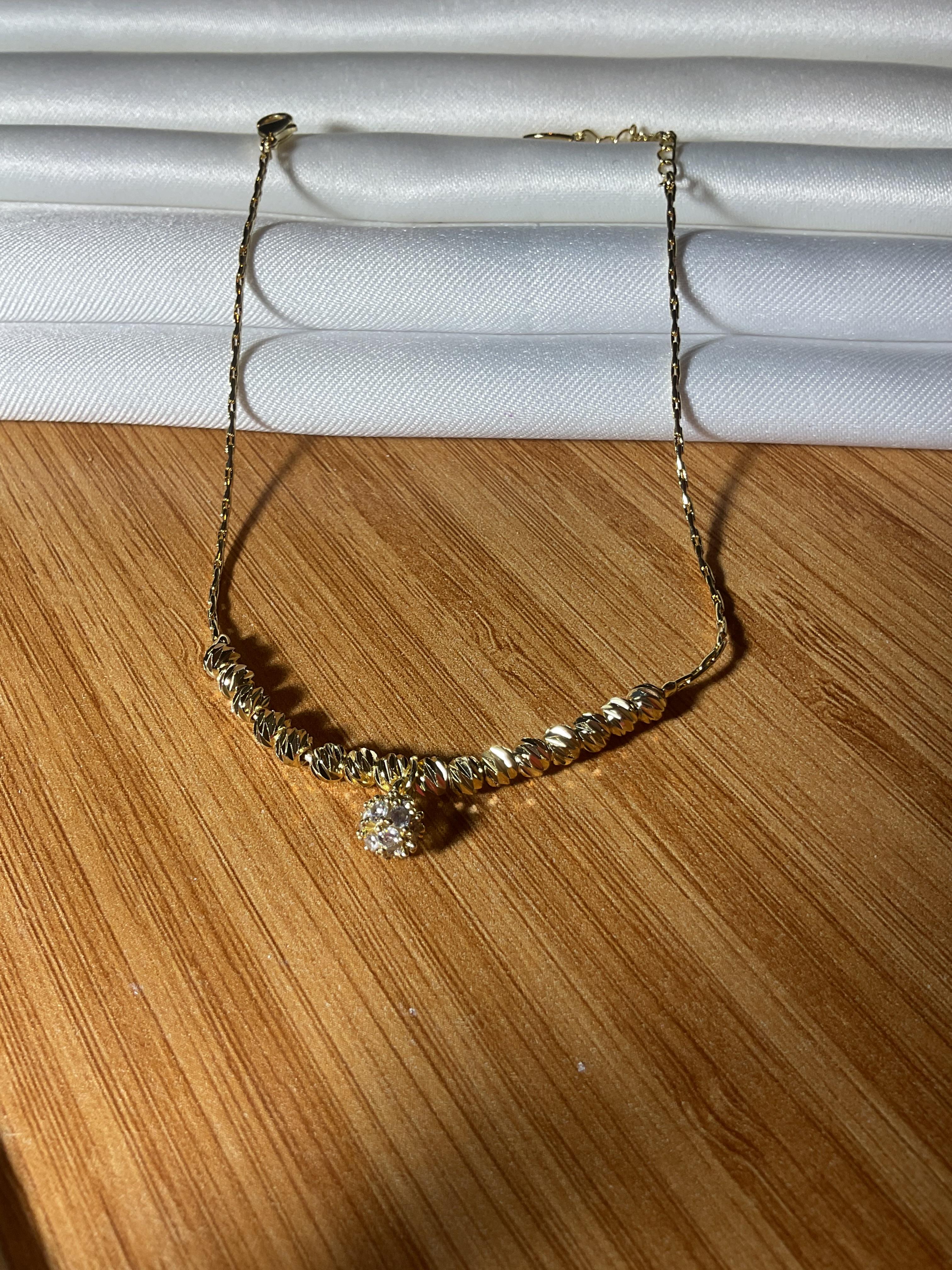 Tek taş Dorika zincir gold halhal