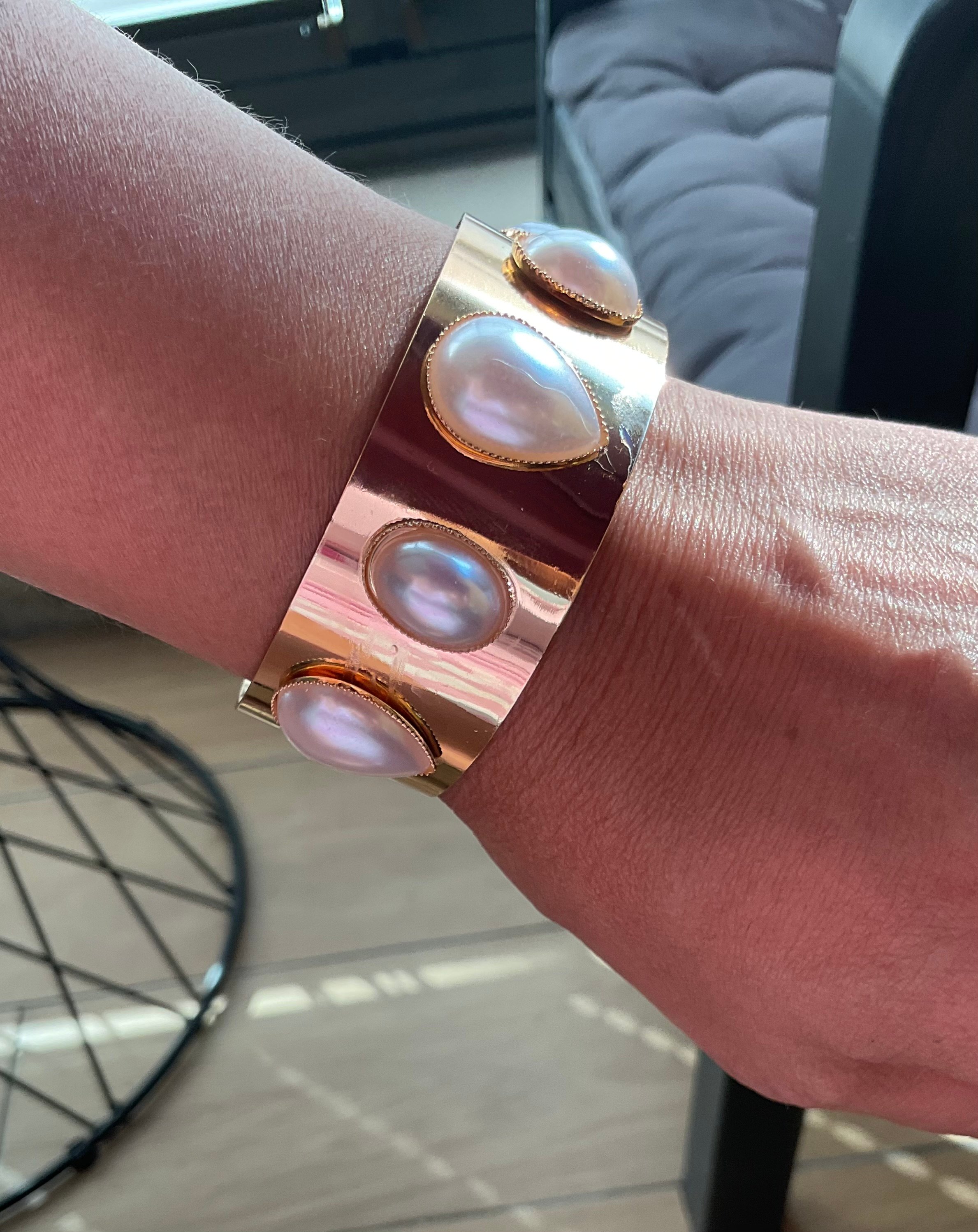 Damla model incili gold kelepçe