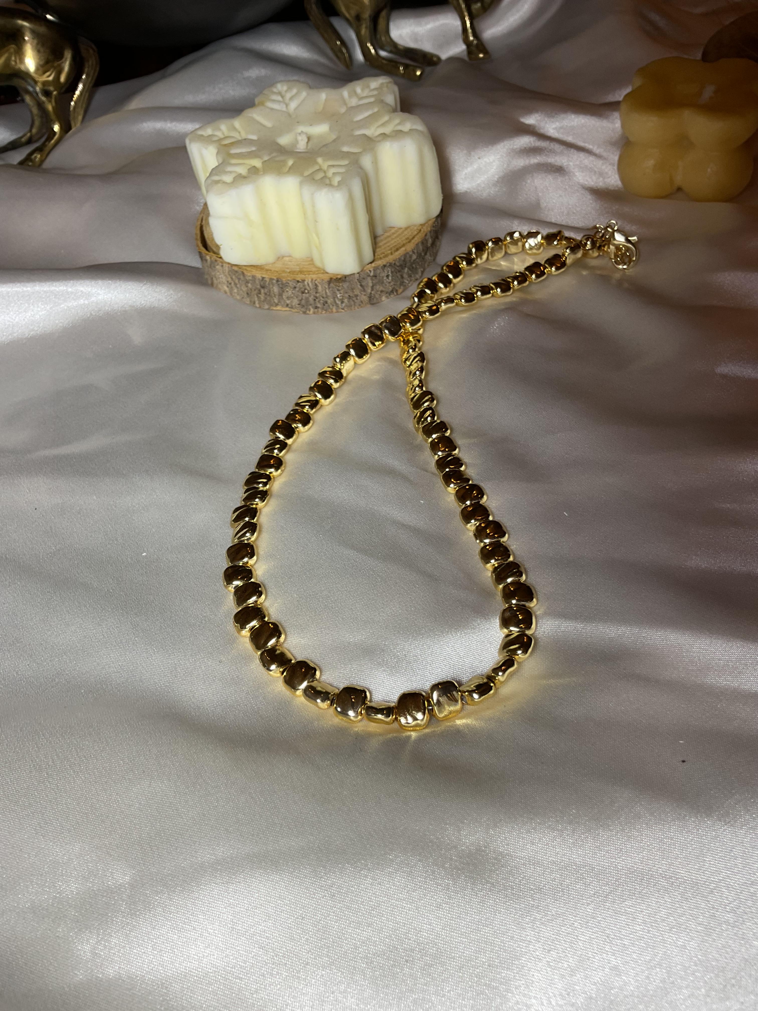 Gold ezme topçuk kolye