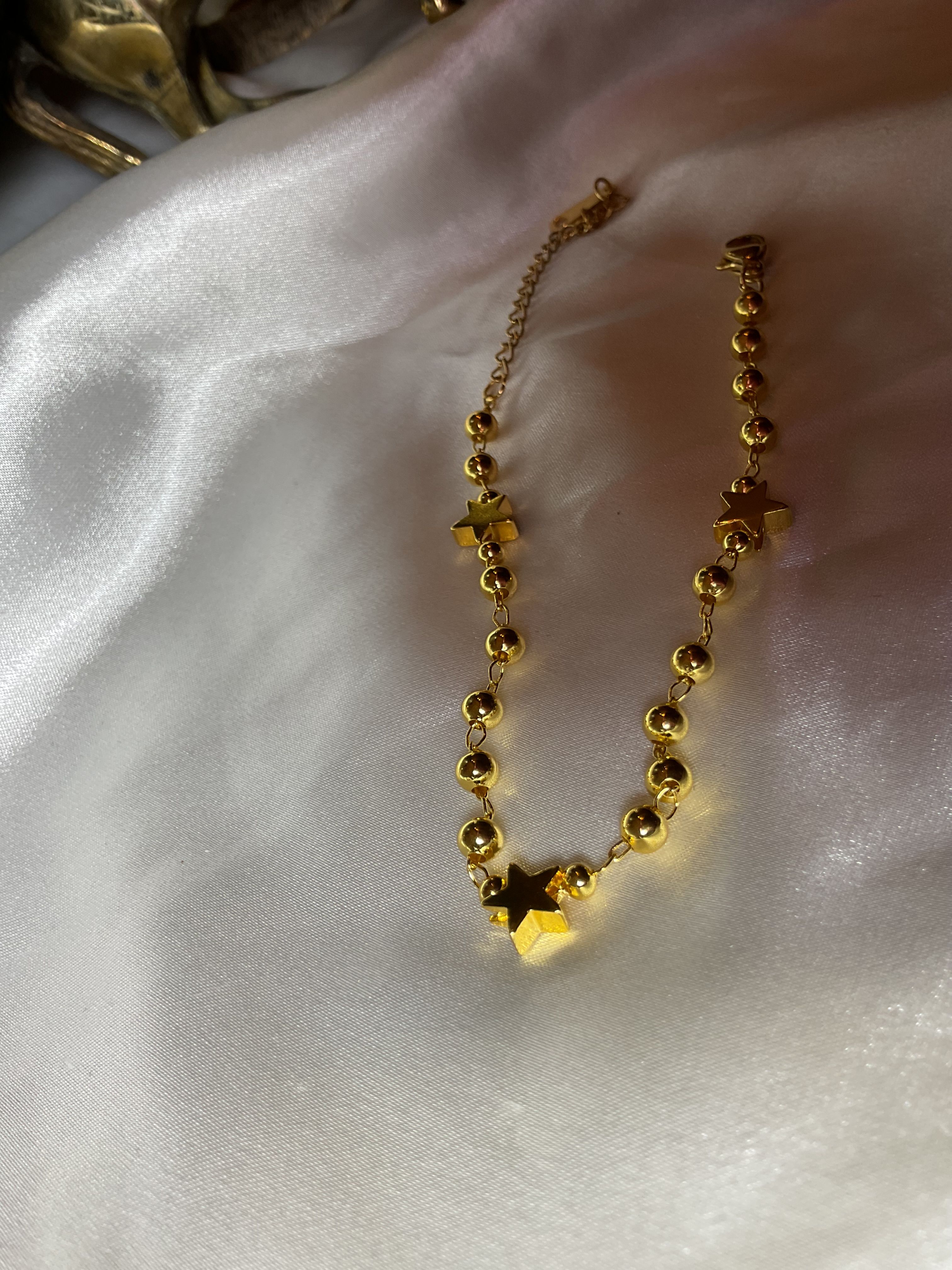 Yıldız ve topçuk zincirli gold bileklik