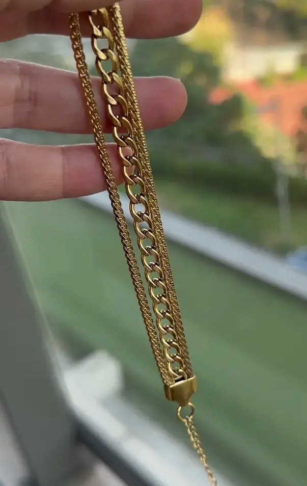 Çelik üçlü zincir model bileklik