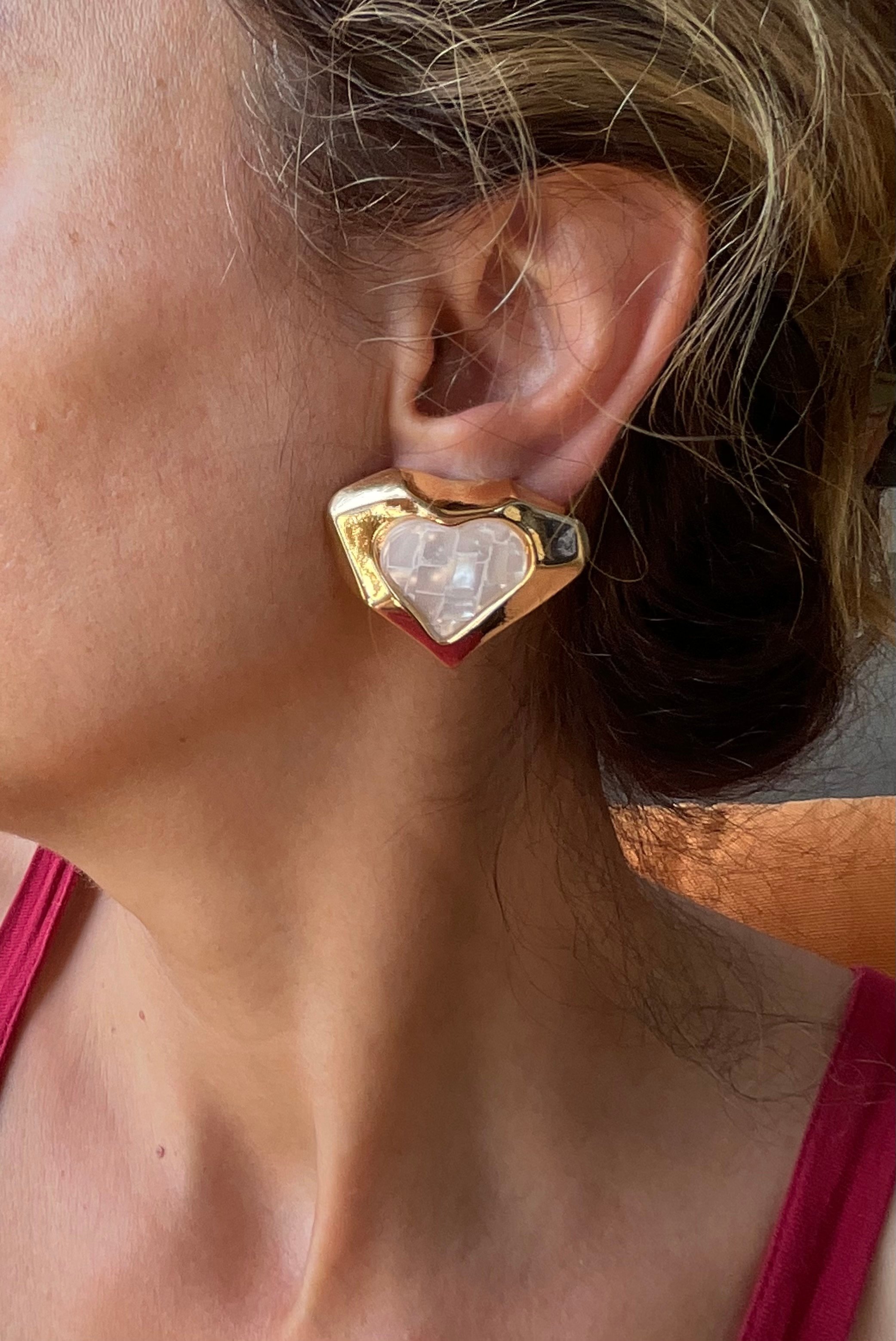 Gold kristal kalp küpe