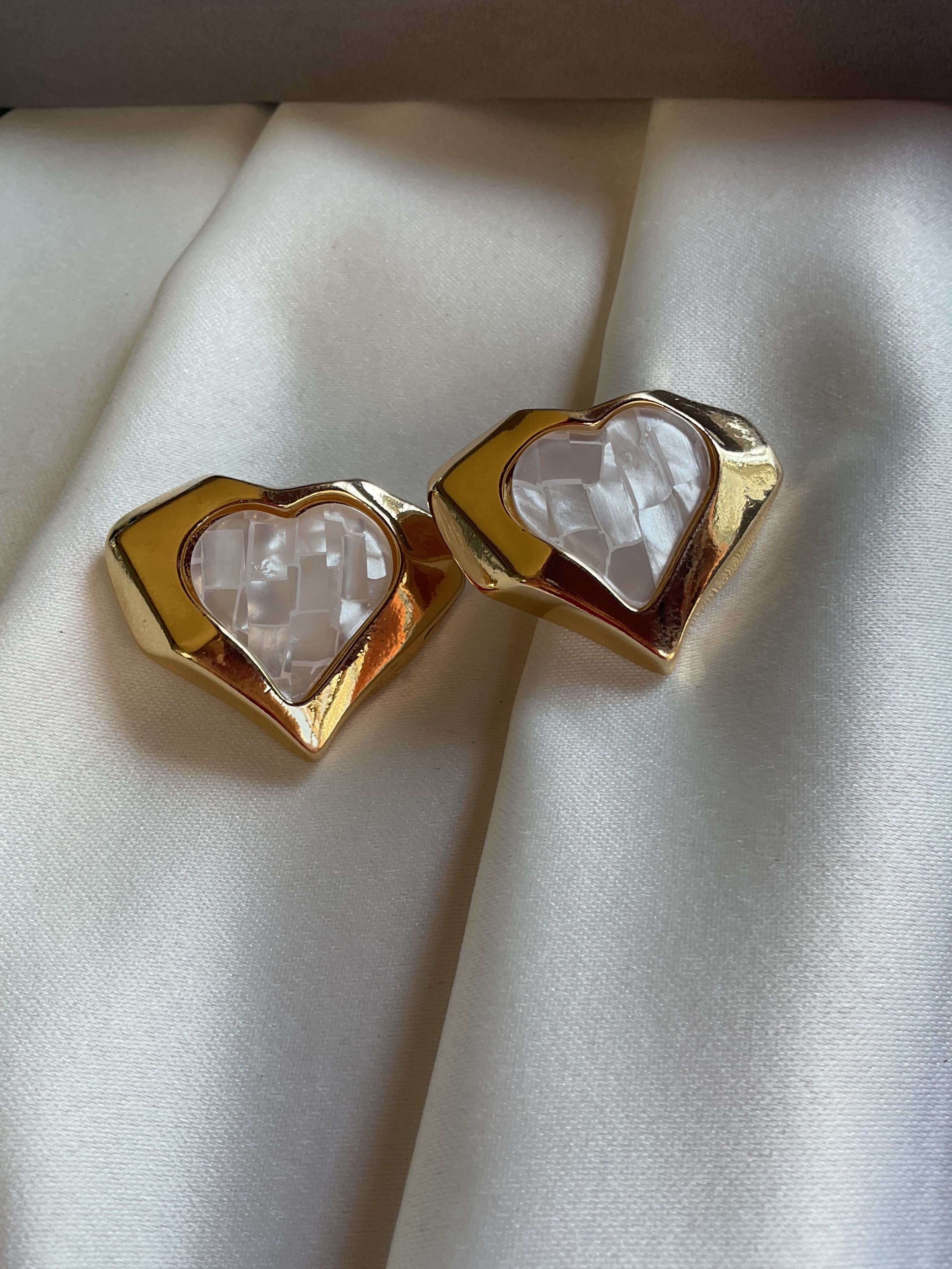 Gold kristal kalp küpe