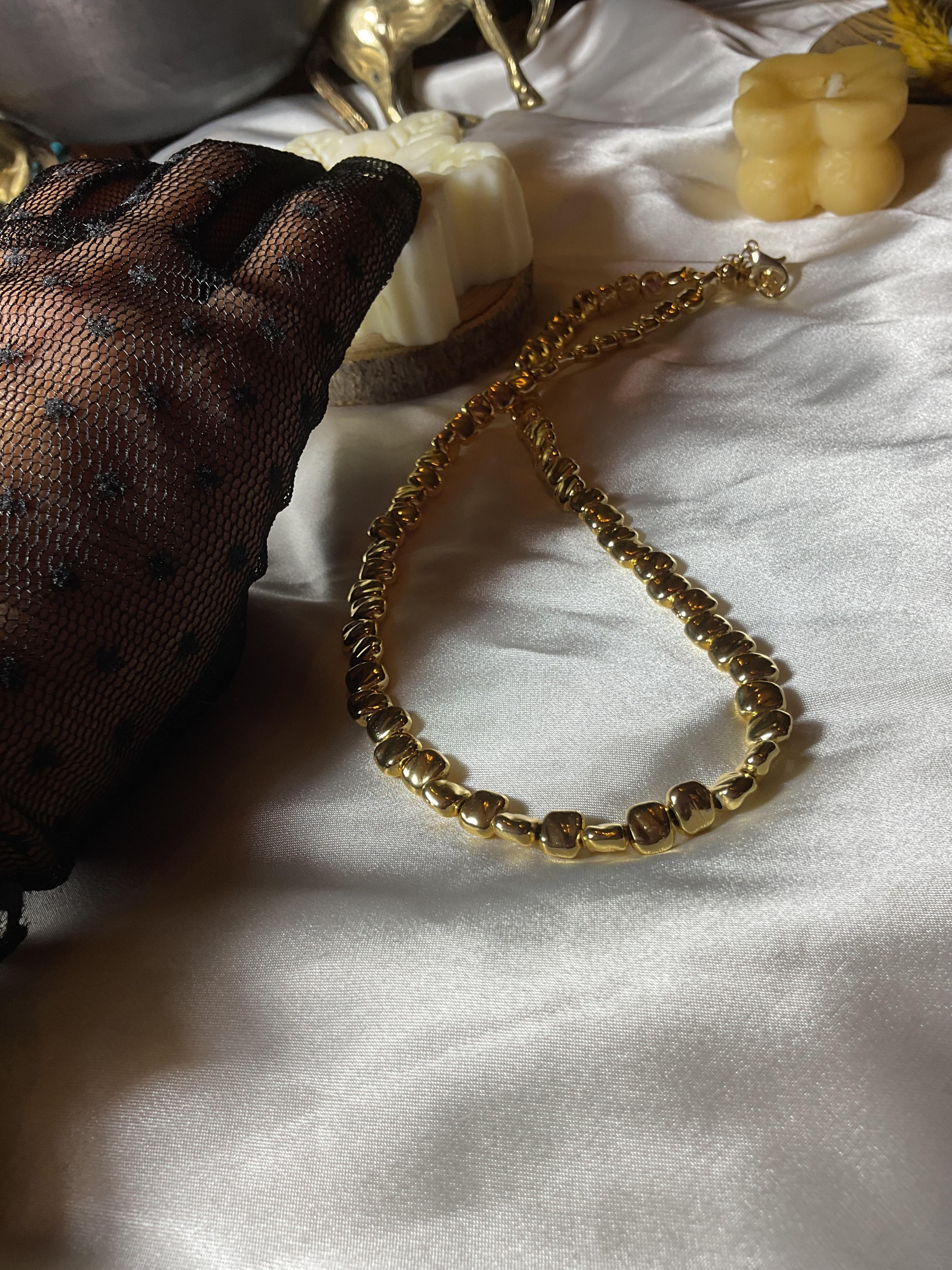Gold ezme topçuk kolye