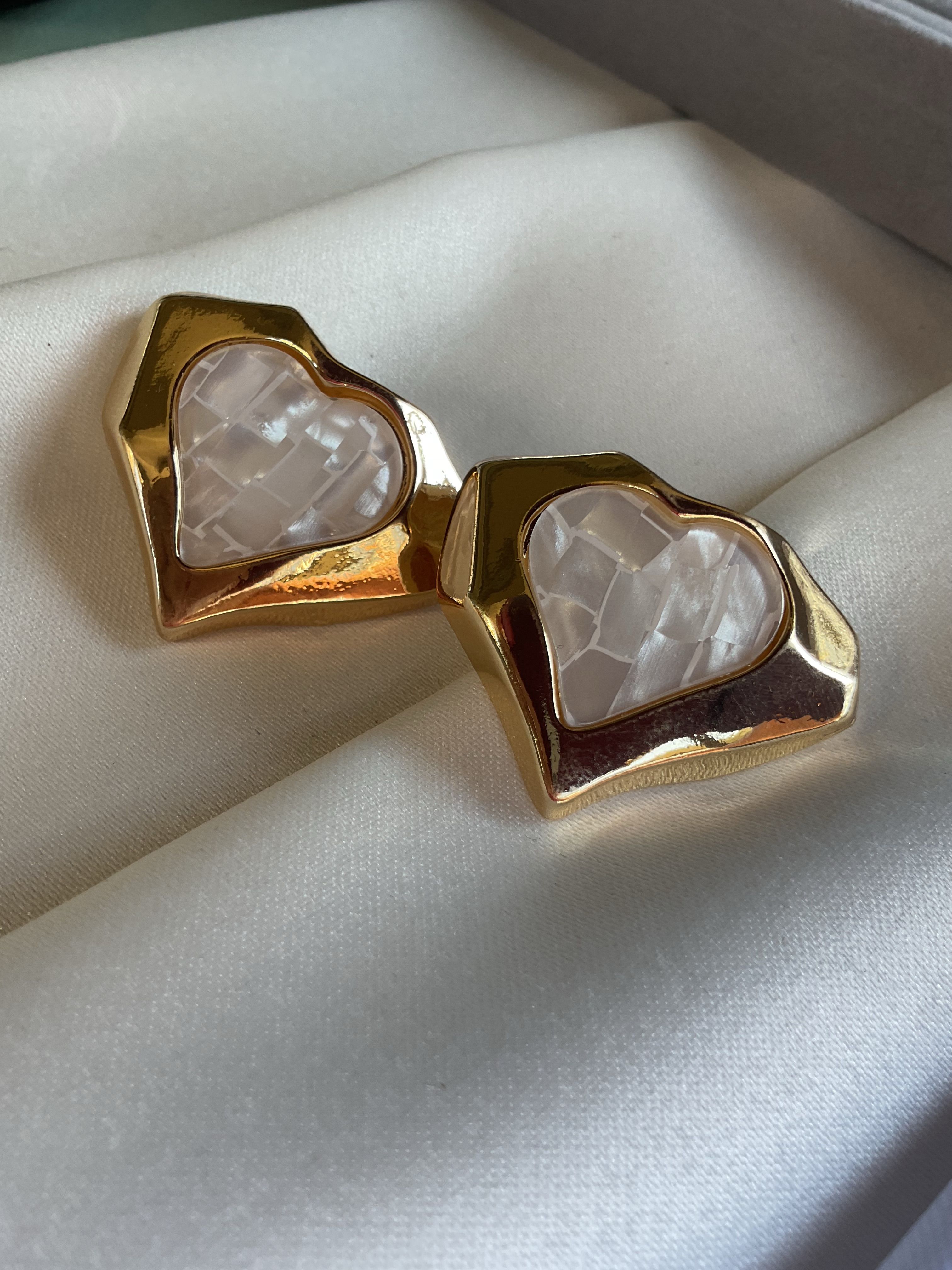 Gold kristal kalp küpe