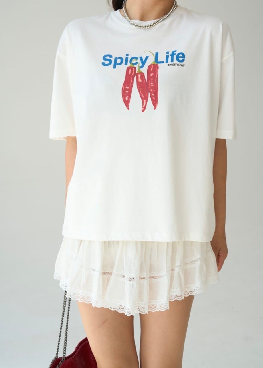 Spicy Life Baskılı Pamuk T-Shirt 