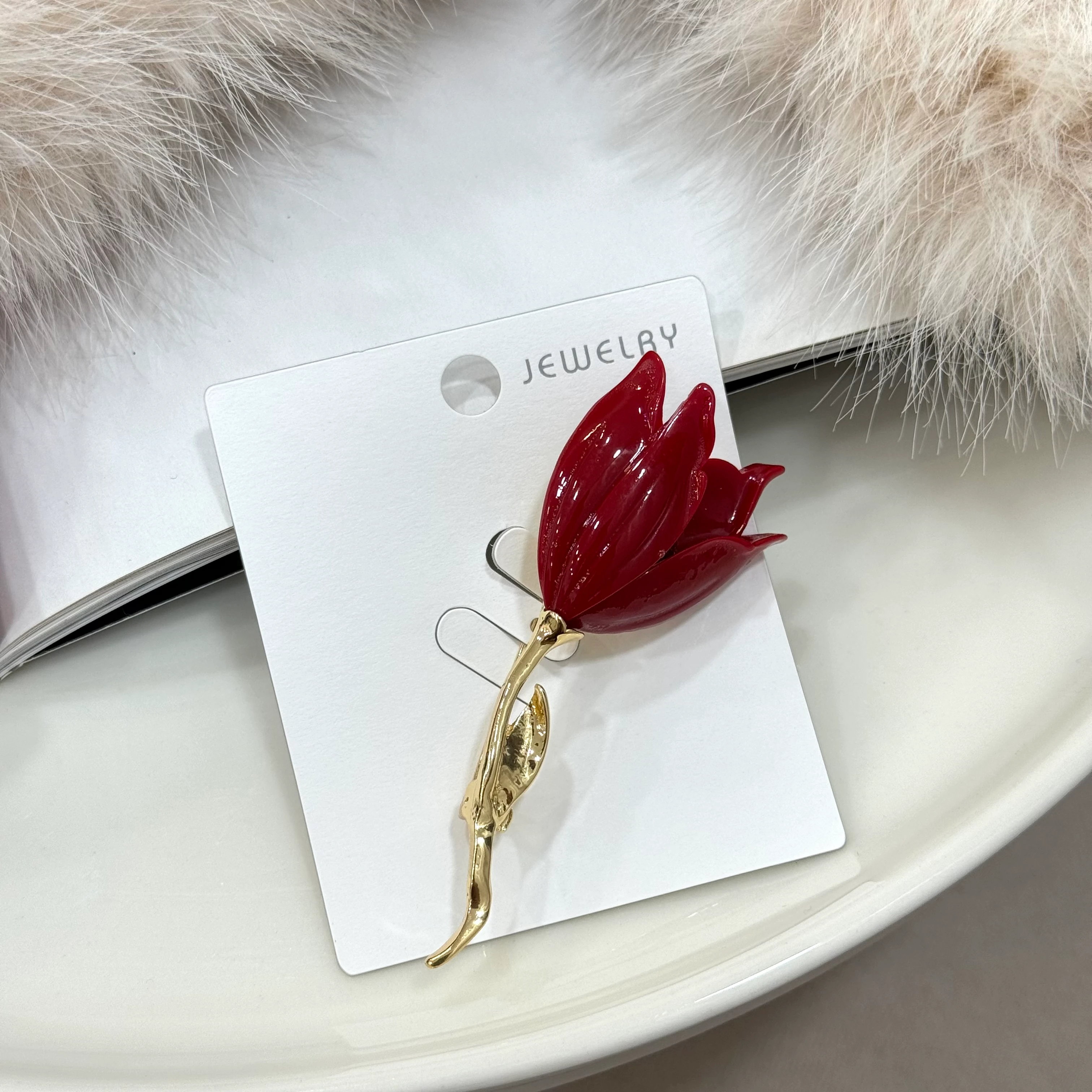 Kırmızı Çiçek Broş No:36