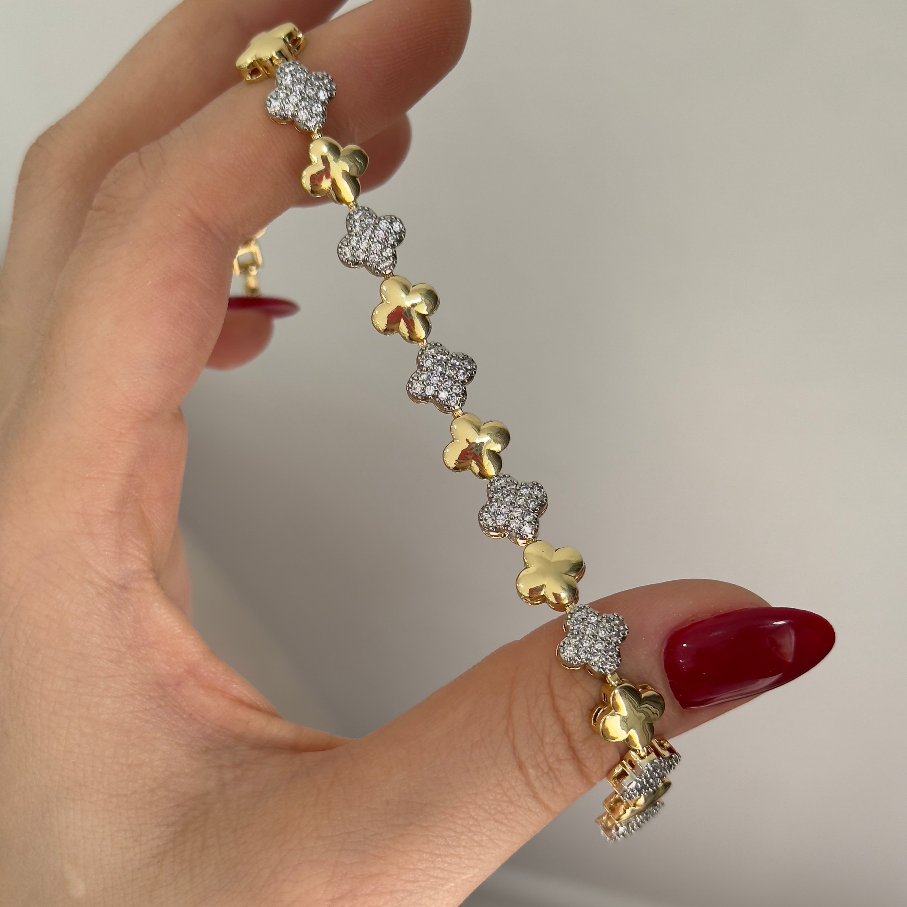 14k Çift Renk Yonca Bileklik