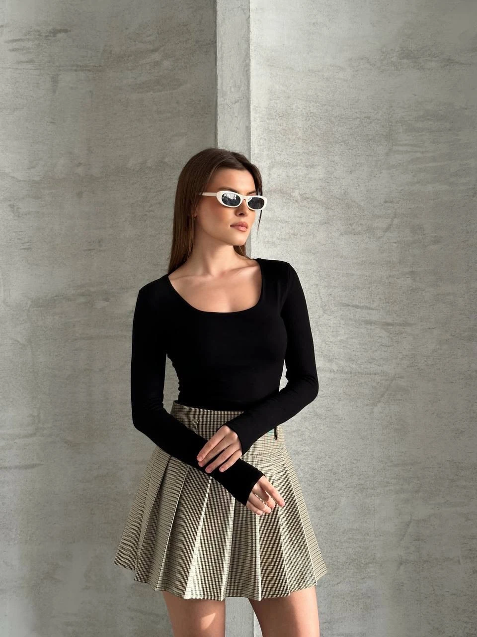 Modal Kumaş Kare Yaka Basic Bluz | Siyah