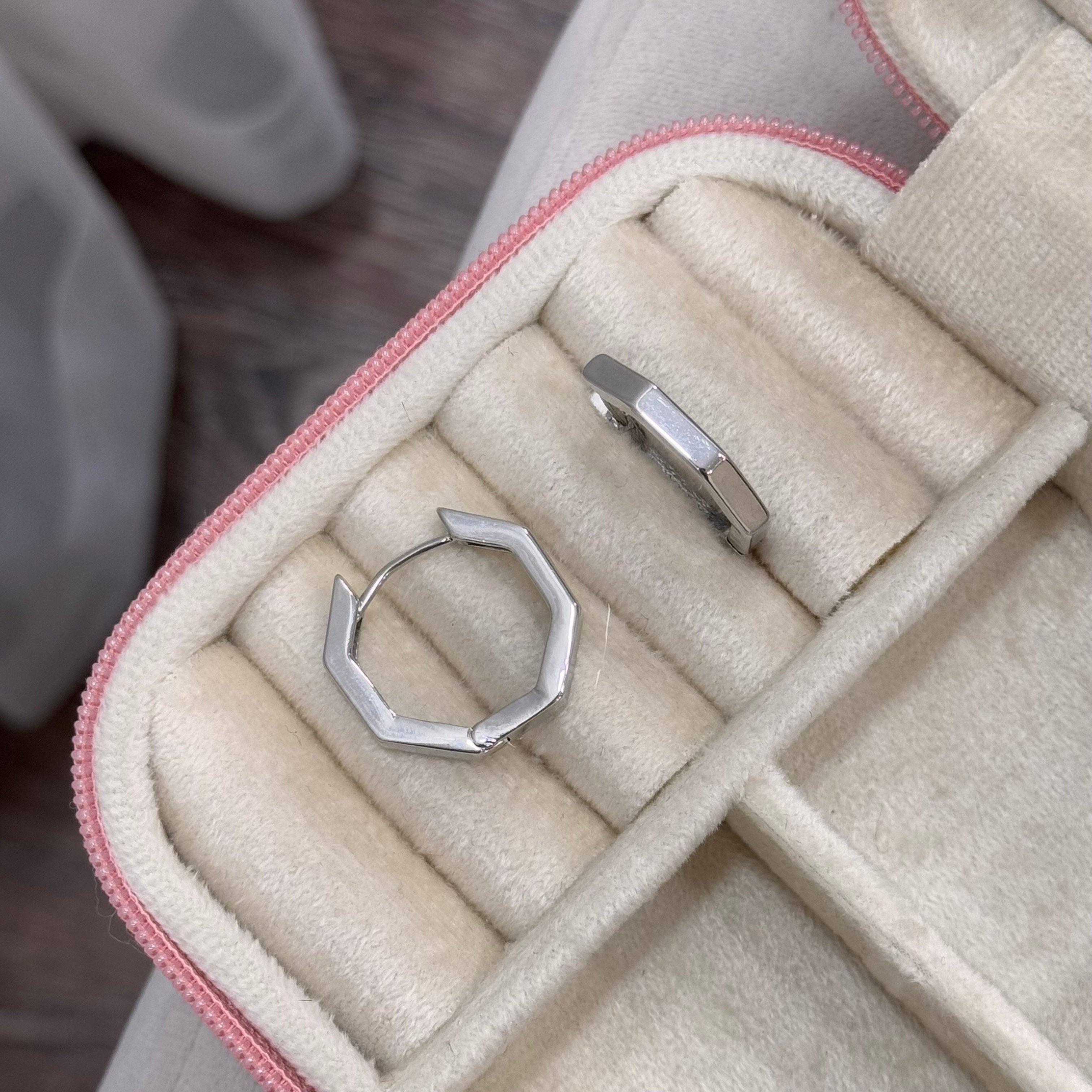 Premium Gümüş Kaplama Geo Halka Küpe