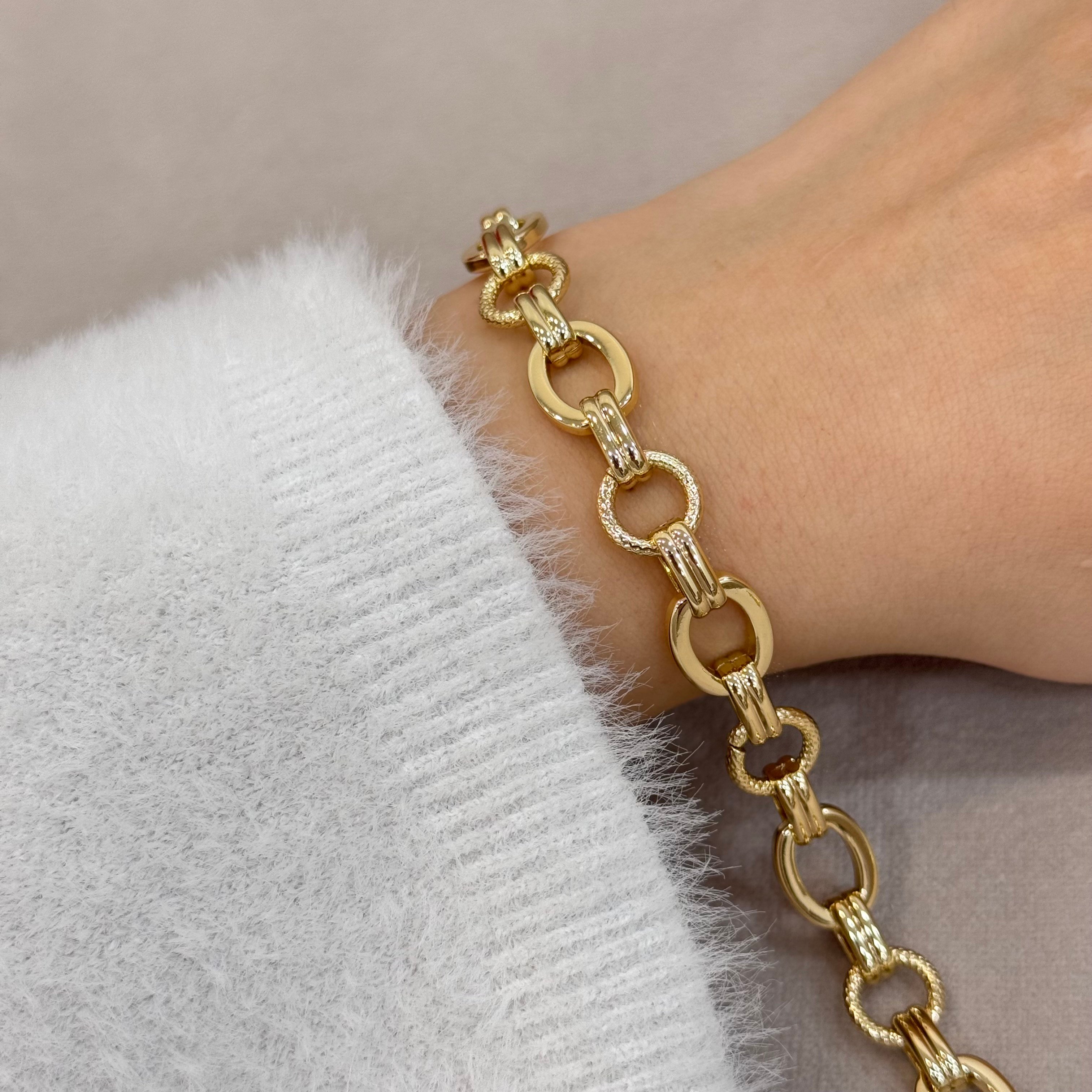 14k Gold Premium Kuyumcu Model Kalın Zincir Bileklik