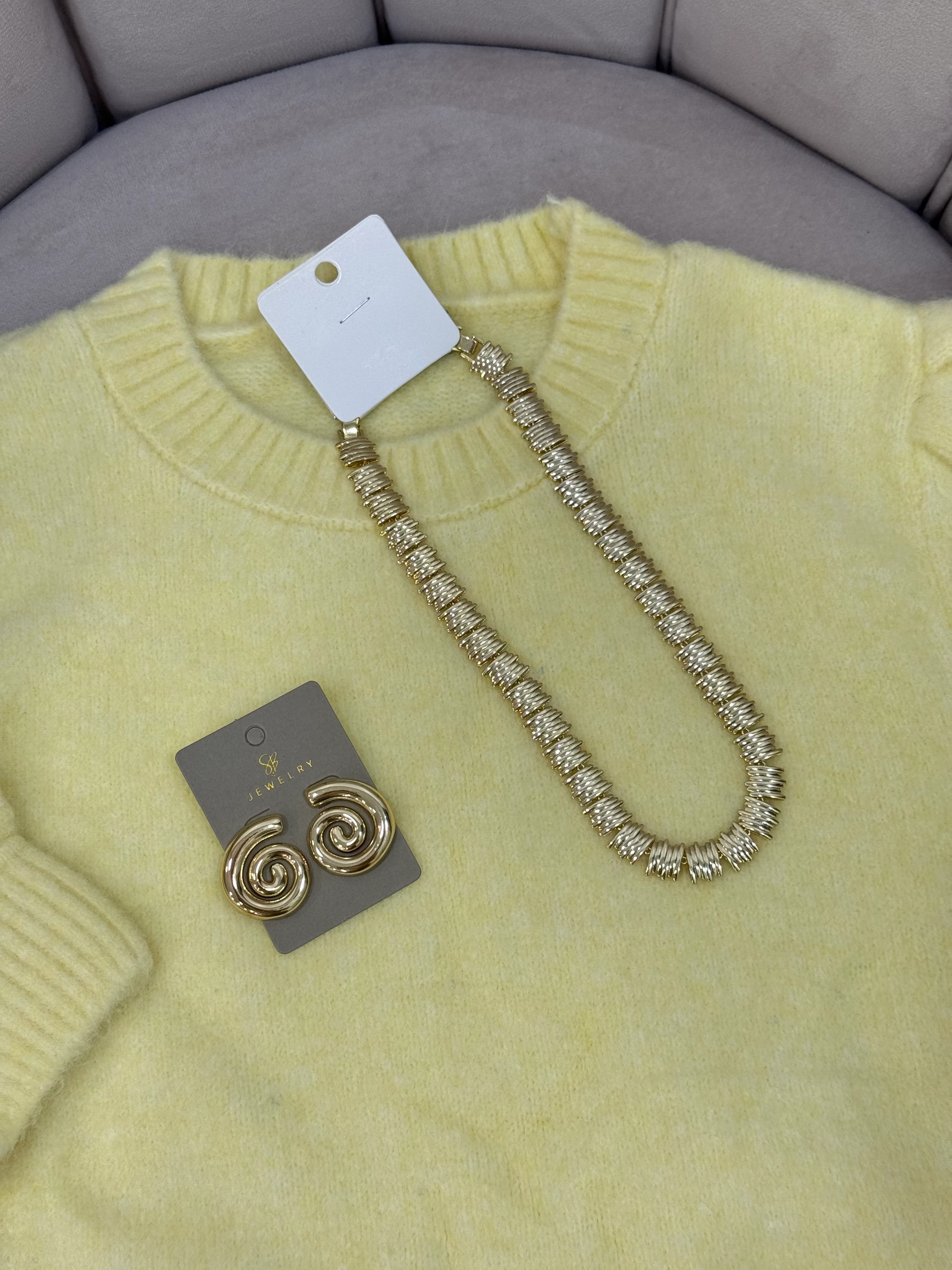 Soft Bloom Knit Yellow | Kısa Kollu Balon Kol Premium Triko