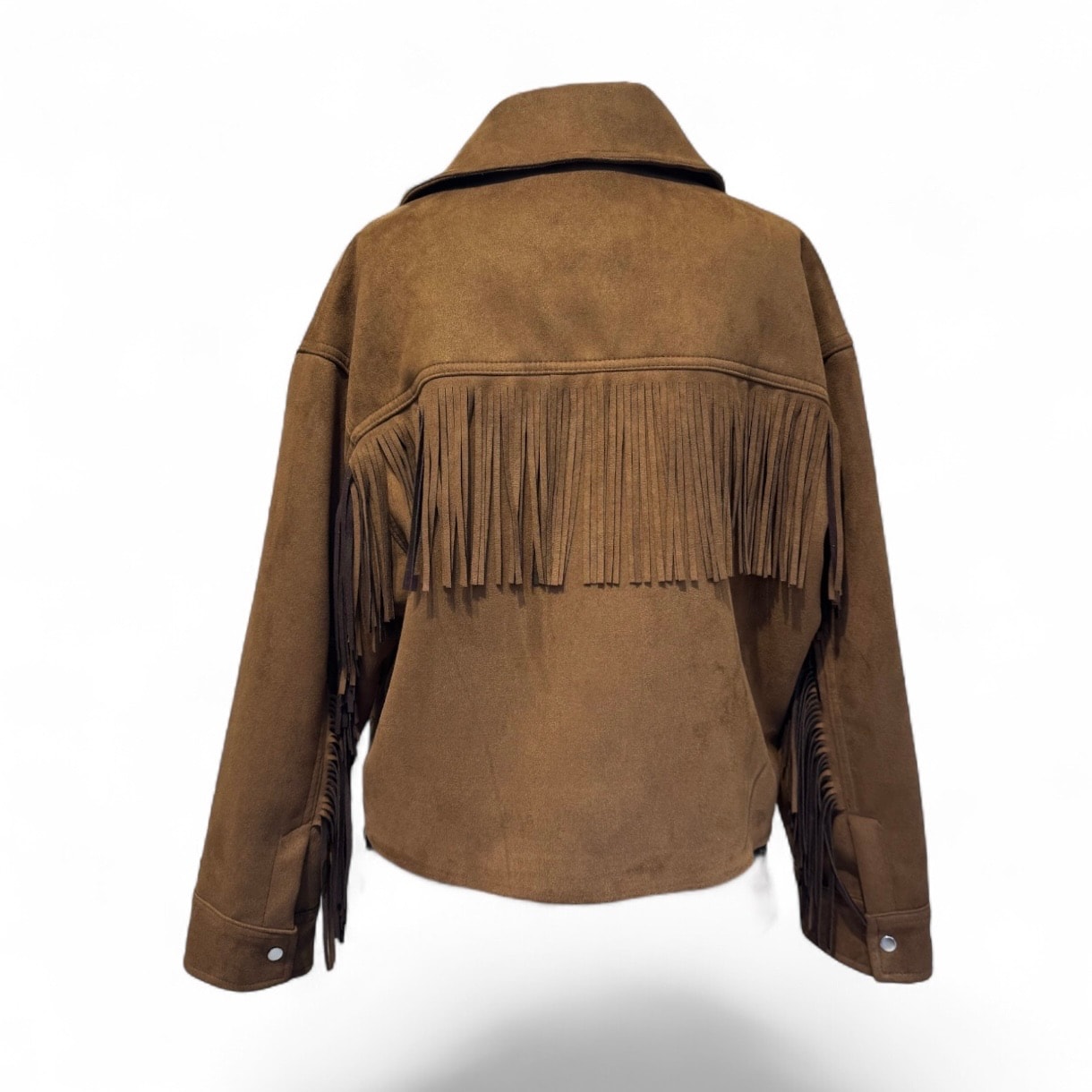 Camel Süet Arkası Püsküllü Fermuarlı Ceket