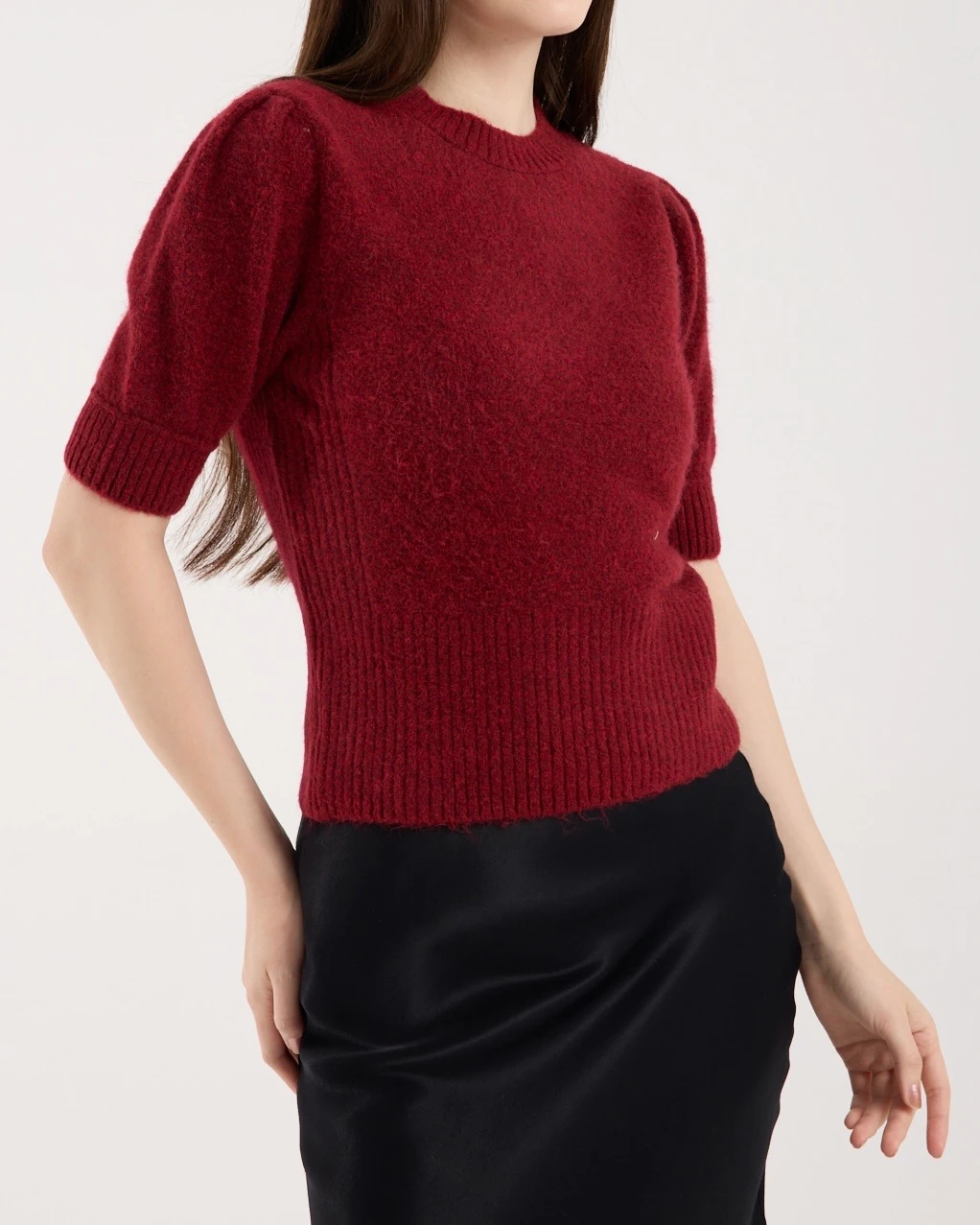 Soft Bloom Knit Velvet | Kısa Kollu Balon Kol Premium Triko