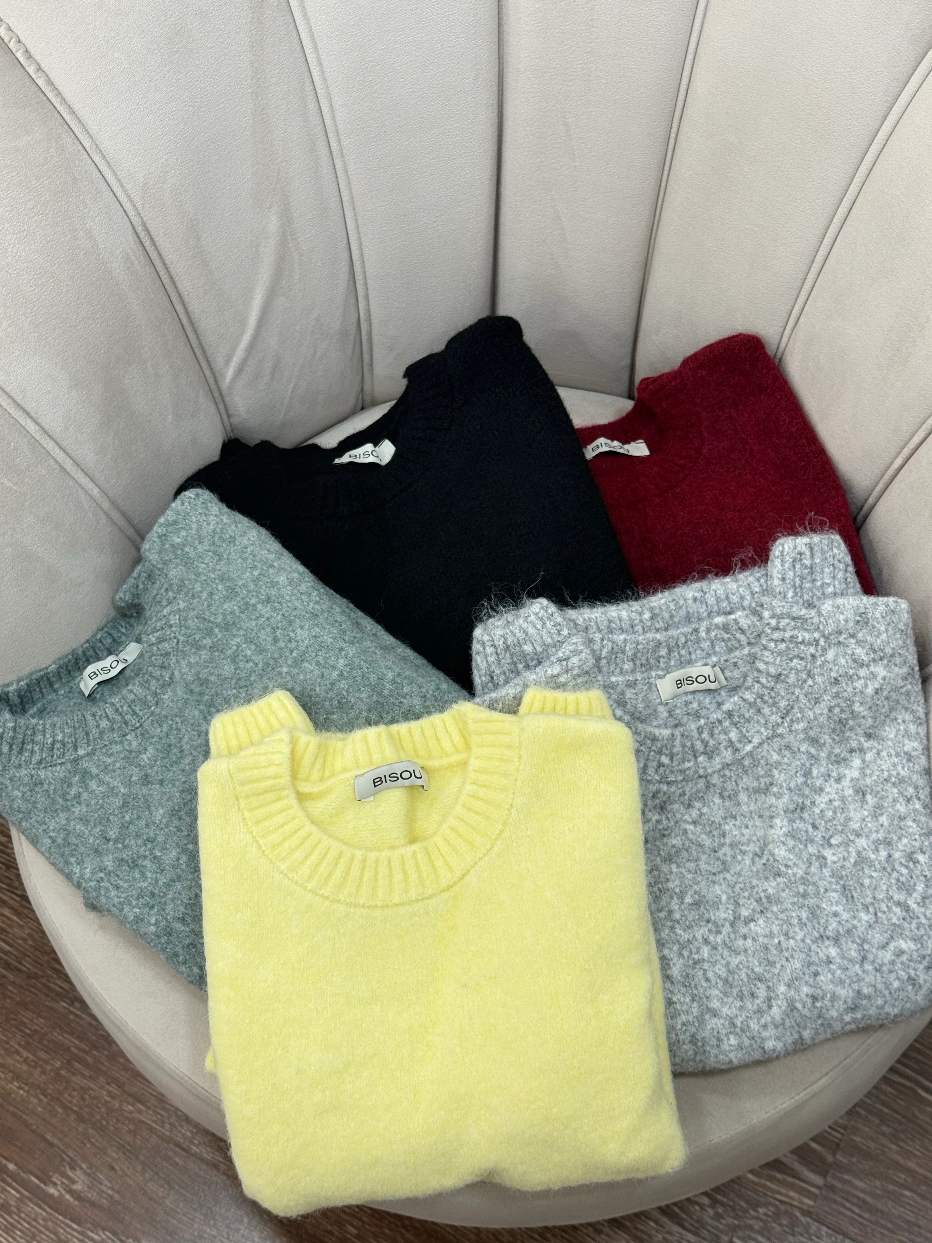 Soft Bloom Knit Green | Kısa Kollu Balon Kol Premium Triko 