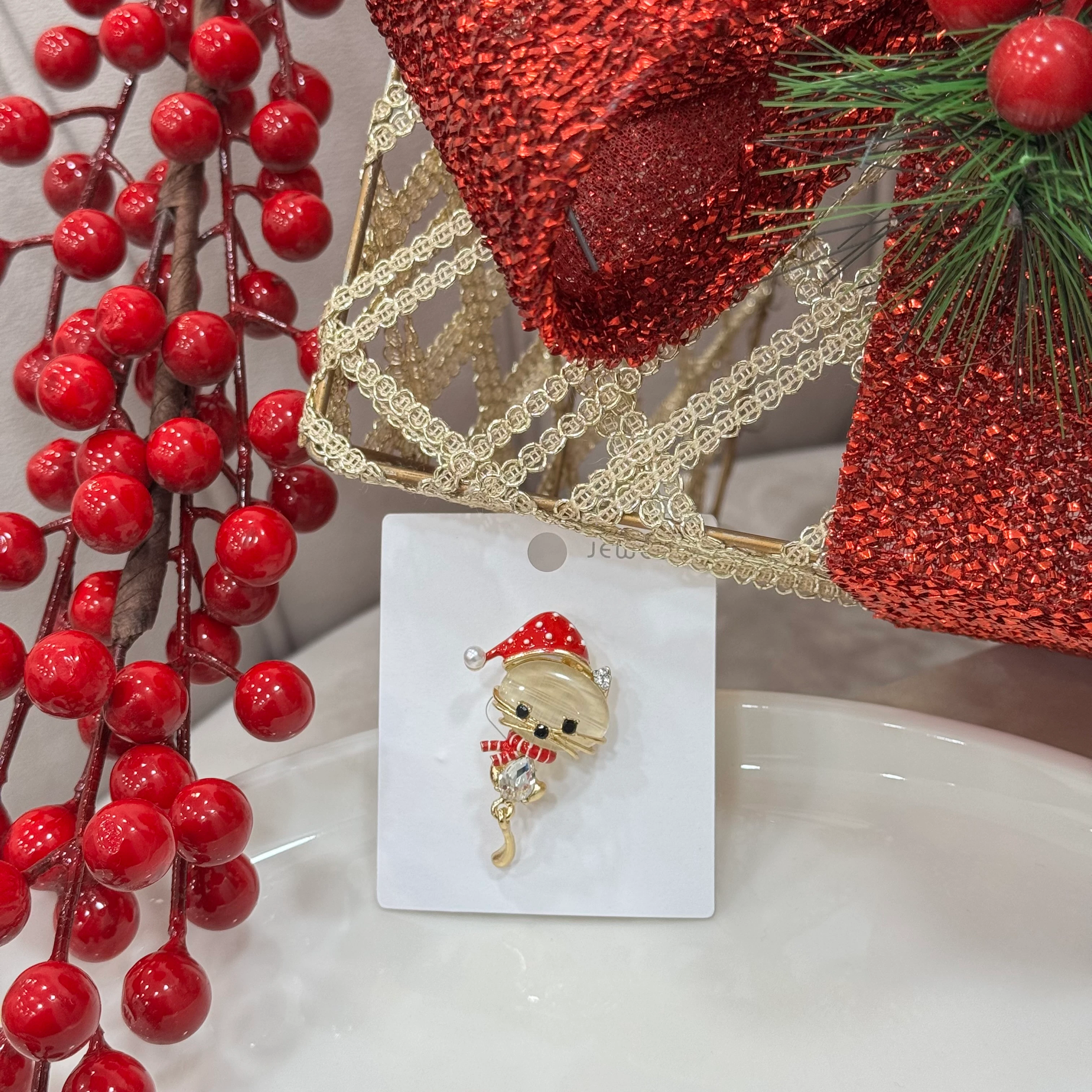 Yılbaşı Kedi Broş No:1