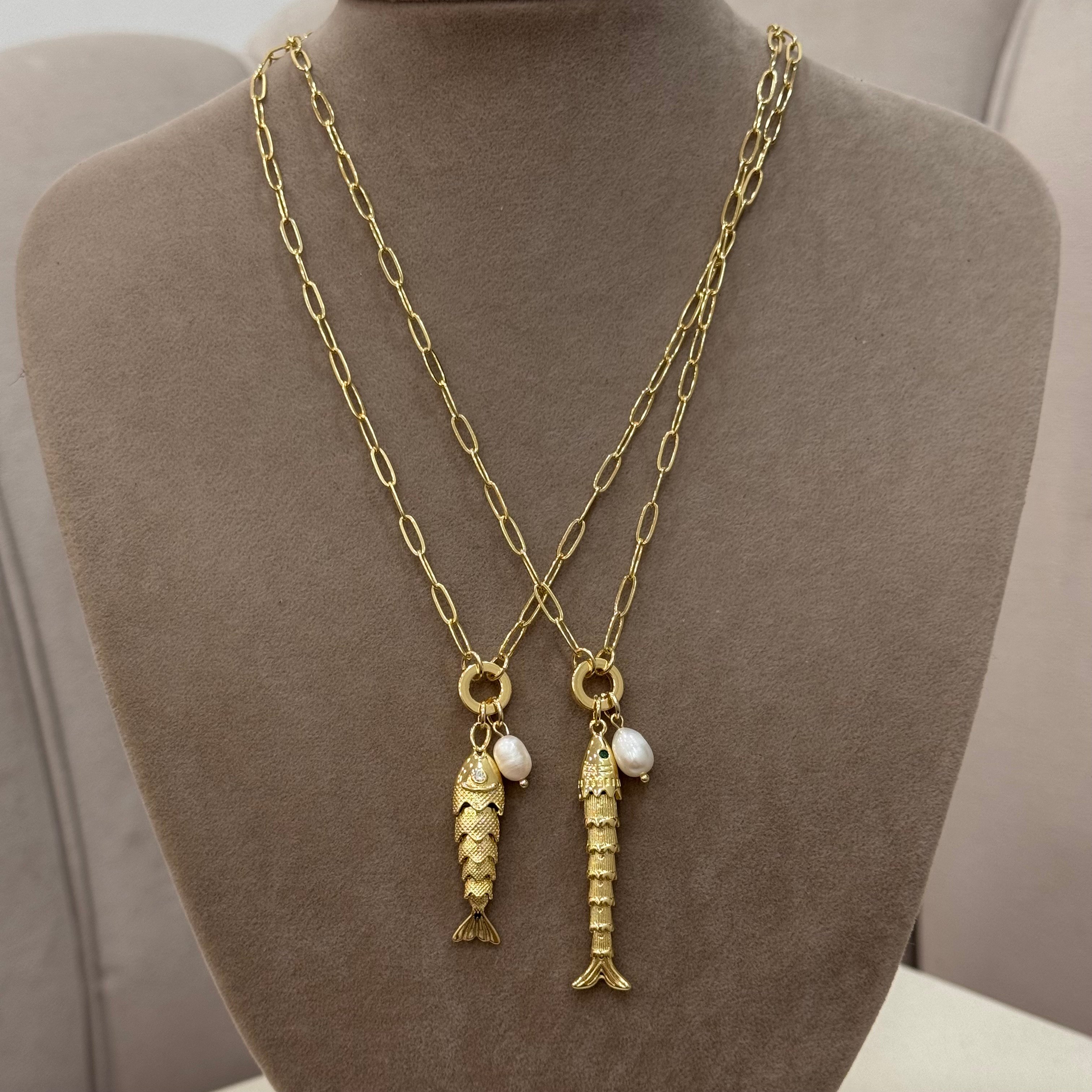 Premium 14k Gold Şans Balığı Manifest Kolye