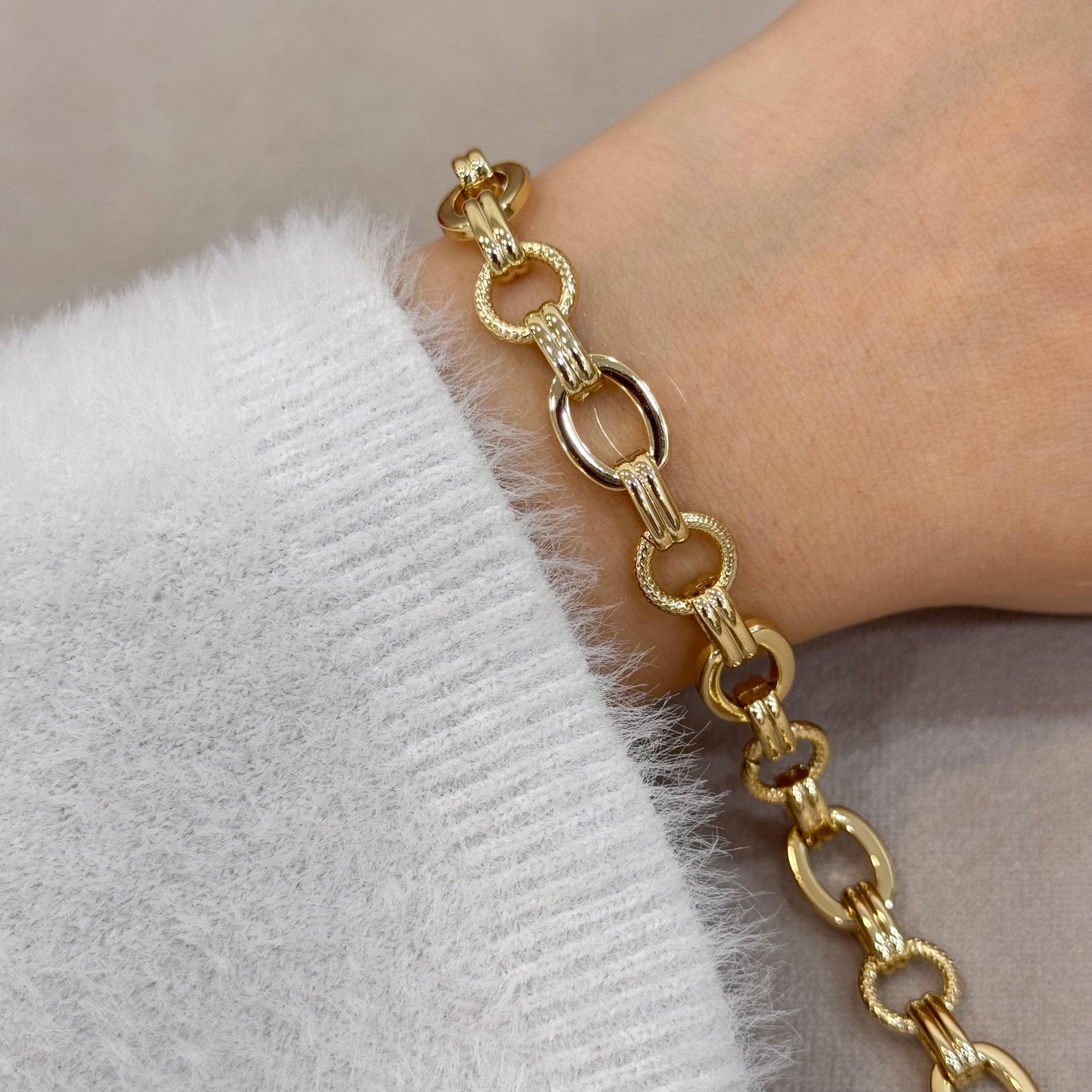 14k Gold Premium Kuyumcu Model Kalın Zincir Bileklik