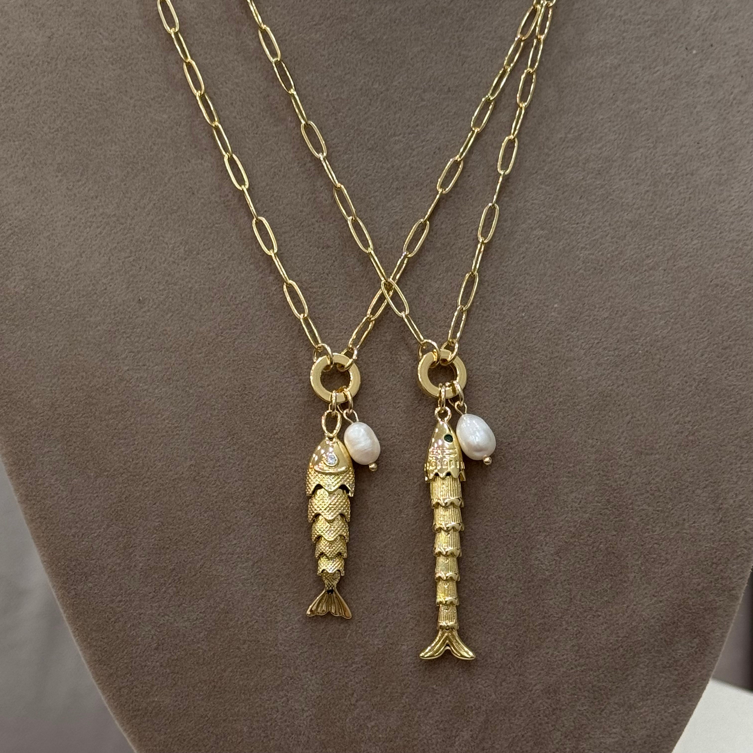 Premium 14k Gold Şans Balığı Manifest Kolye