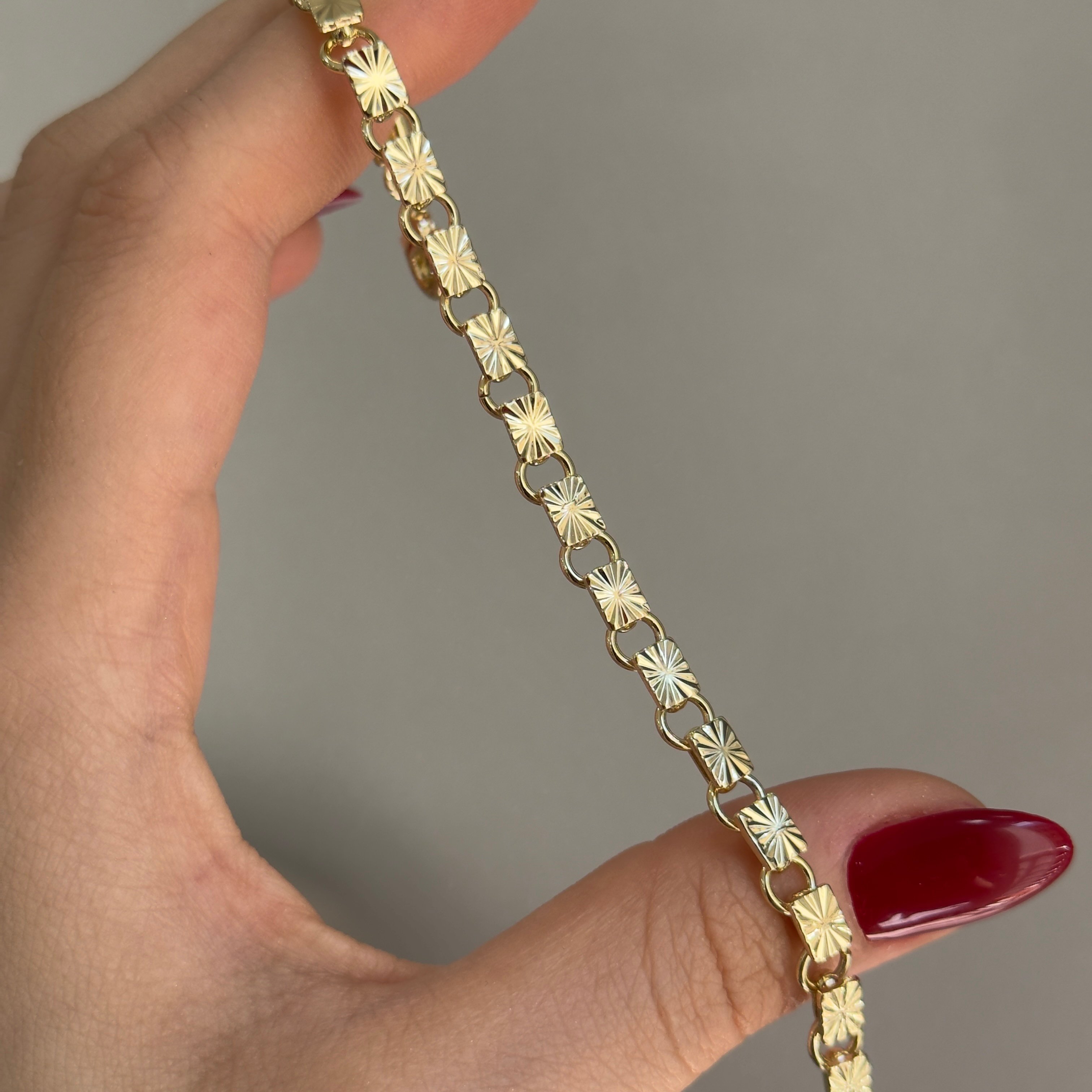14k Lazer Kesim Basic Vintage Bileklik