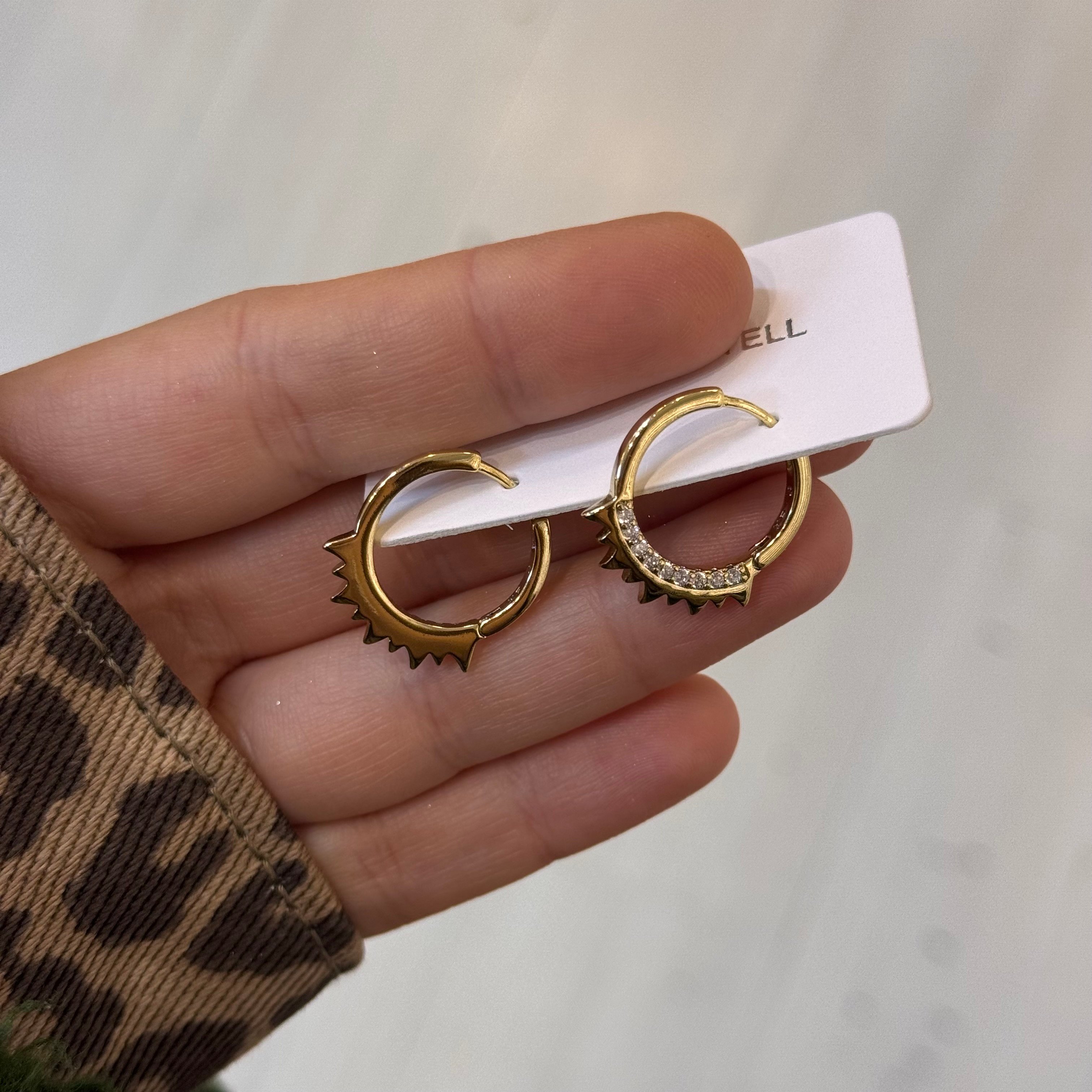 Premium Rosegold Taş Detaylı Su Serisi Minimal Halka Küpe