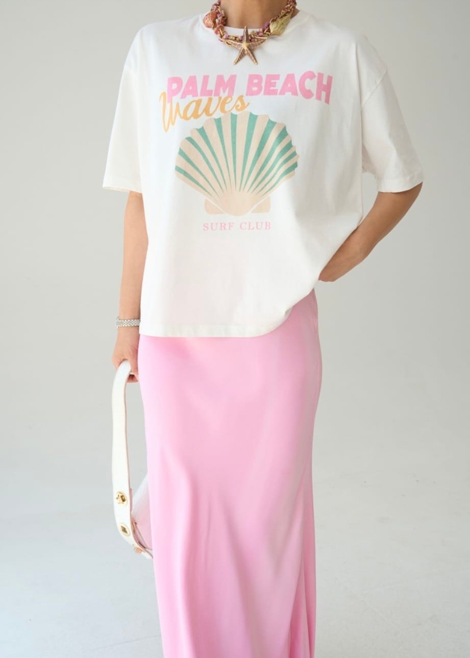 Palm Beach Waves Pamuklu T-Shirt
