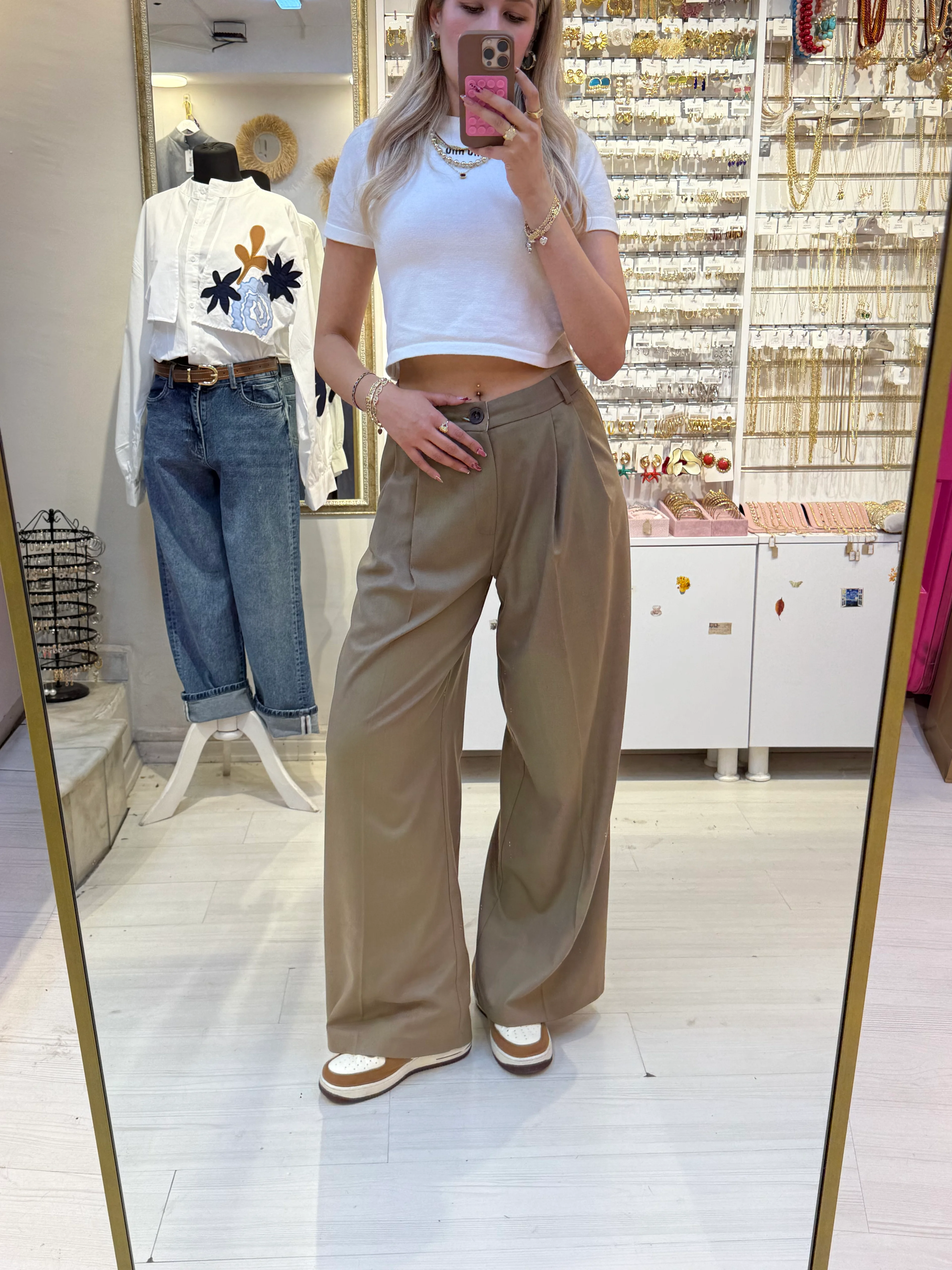 Yüksek Bel Palazzo Kumaş Pantolon