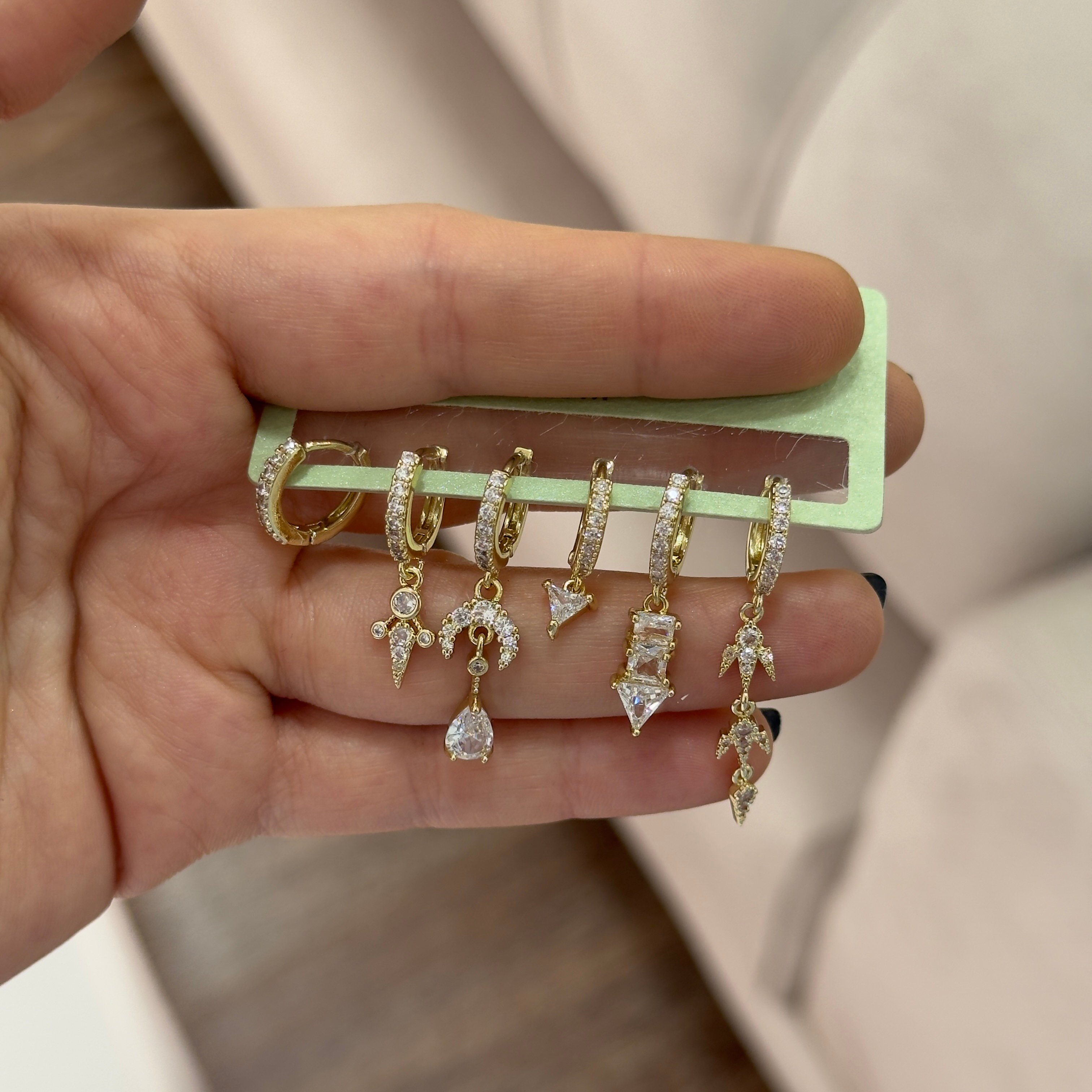 Premium Gold Minimal Charms No 4 Küpe Seti