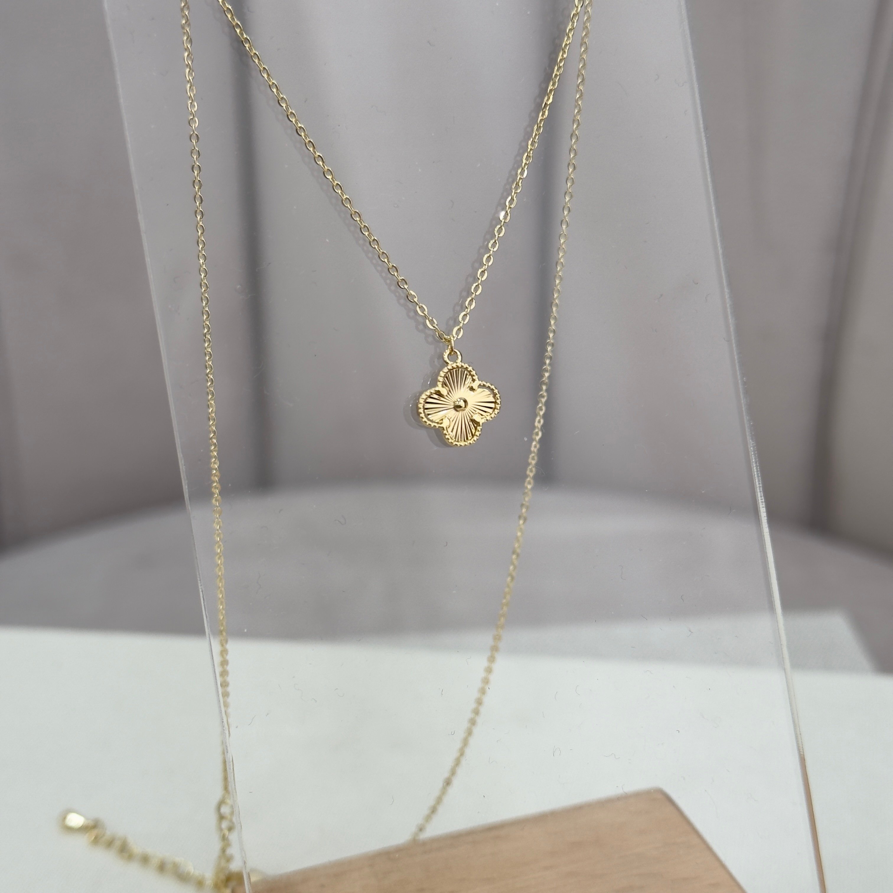 Altın Kaplama 14k Yoncalı Figür Kolye (45-47cm)