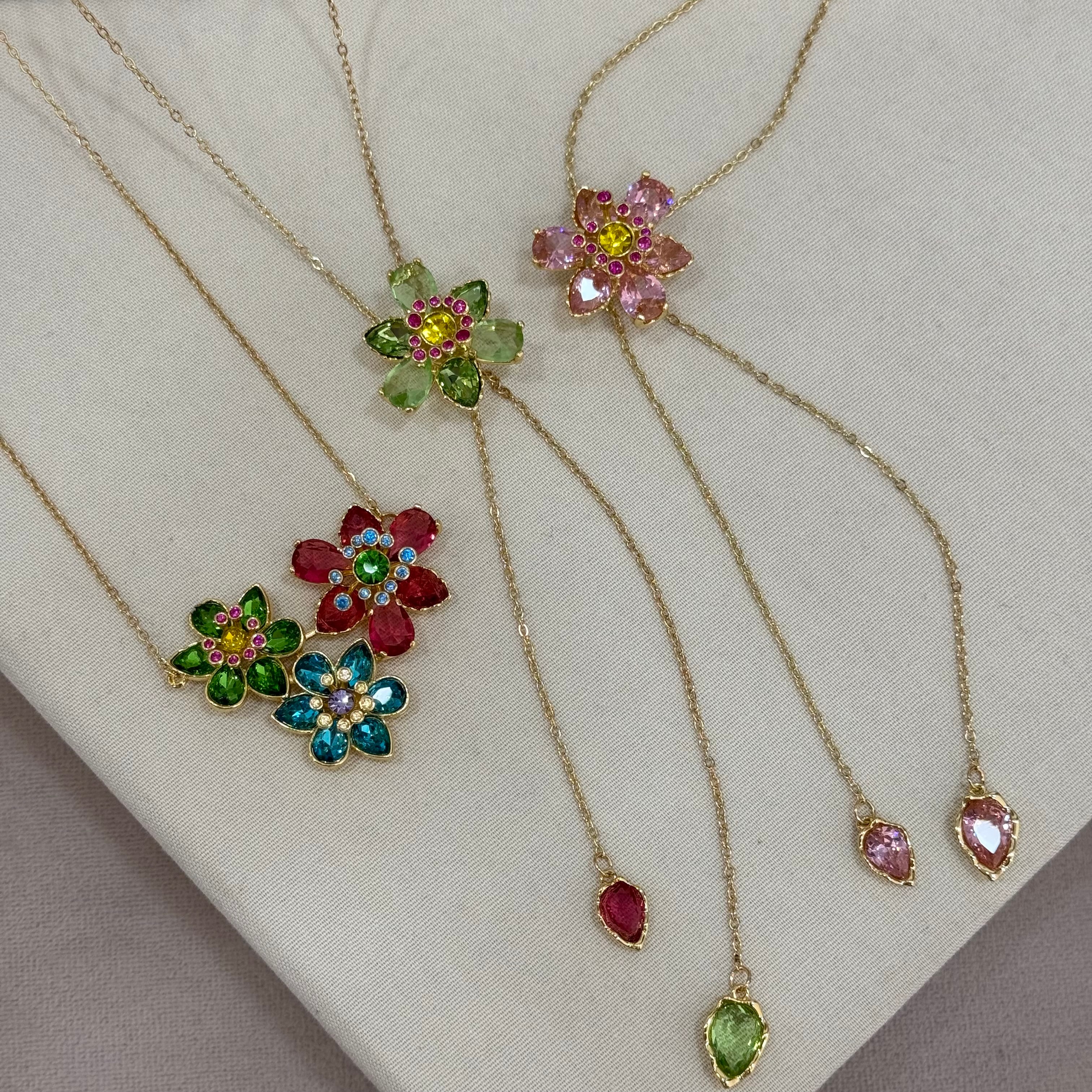 Çelik 14k Pink Flower Aesthetic Asansörlü Kolye