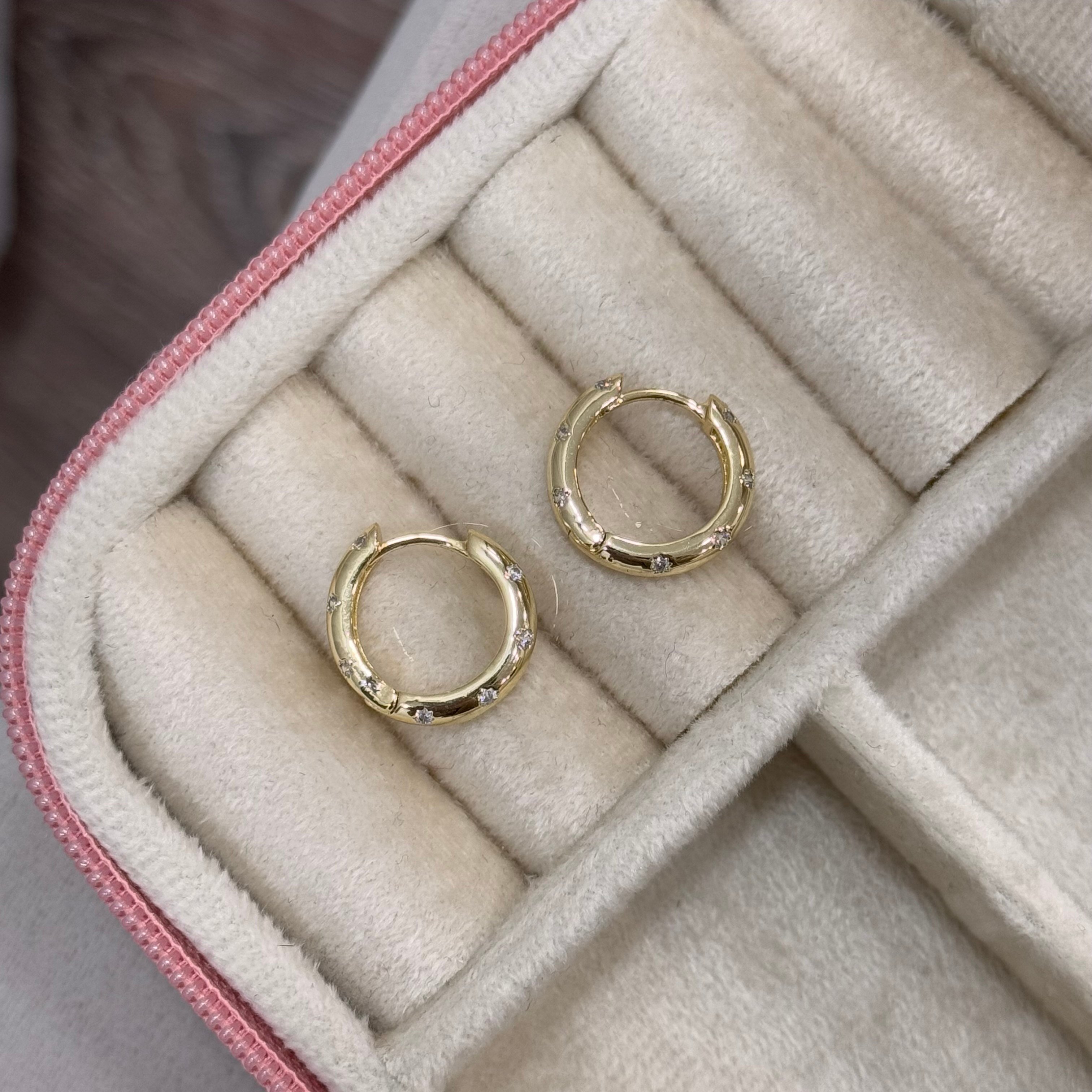 Premium 14k Taşlı Halka Küpe