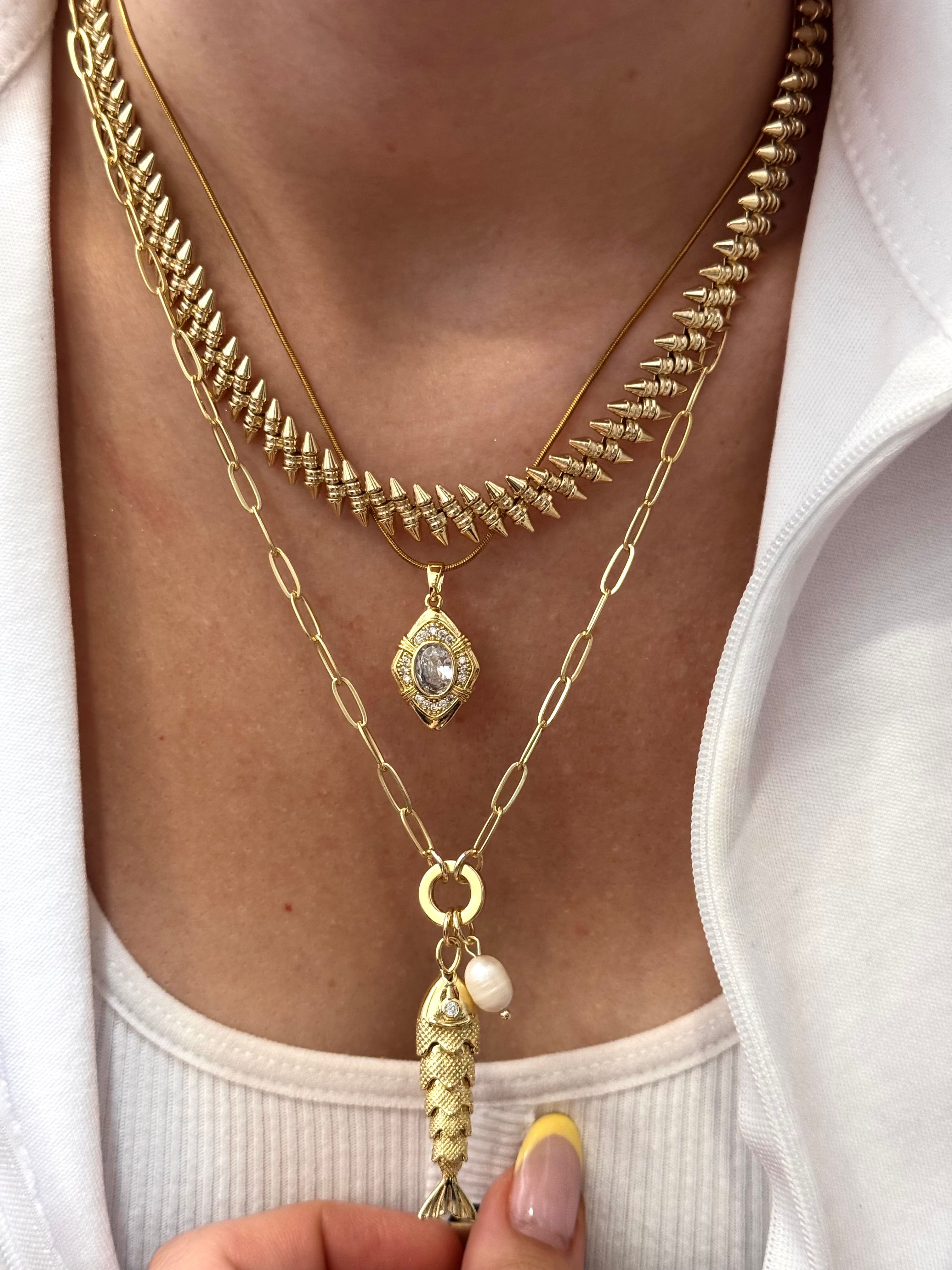 Premium 14k Gold Şans Balığı Manifest Kolye