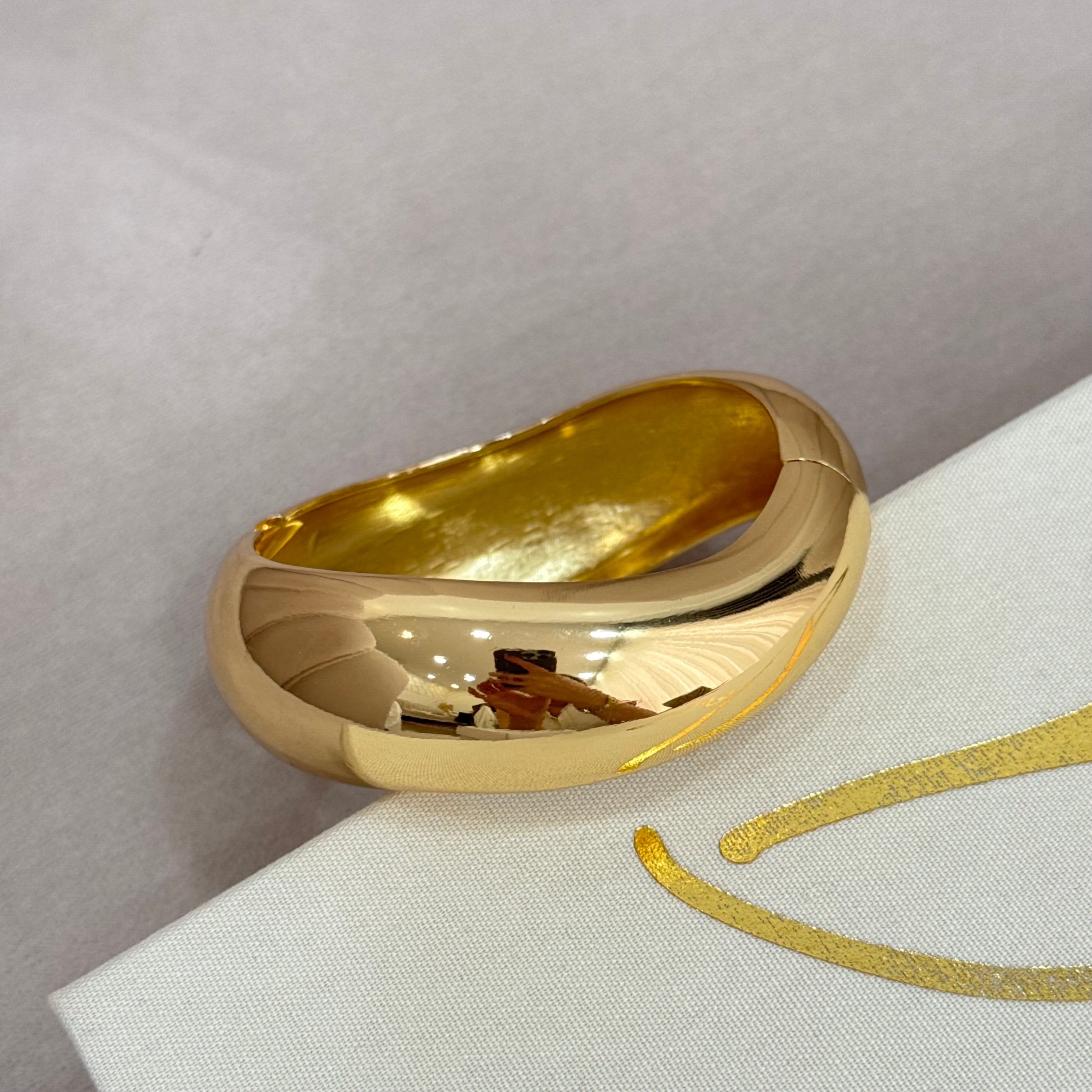Premium Gold Basic Oval Pinterest Kelepçe Bileklik