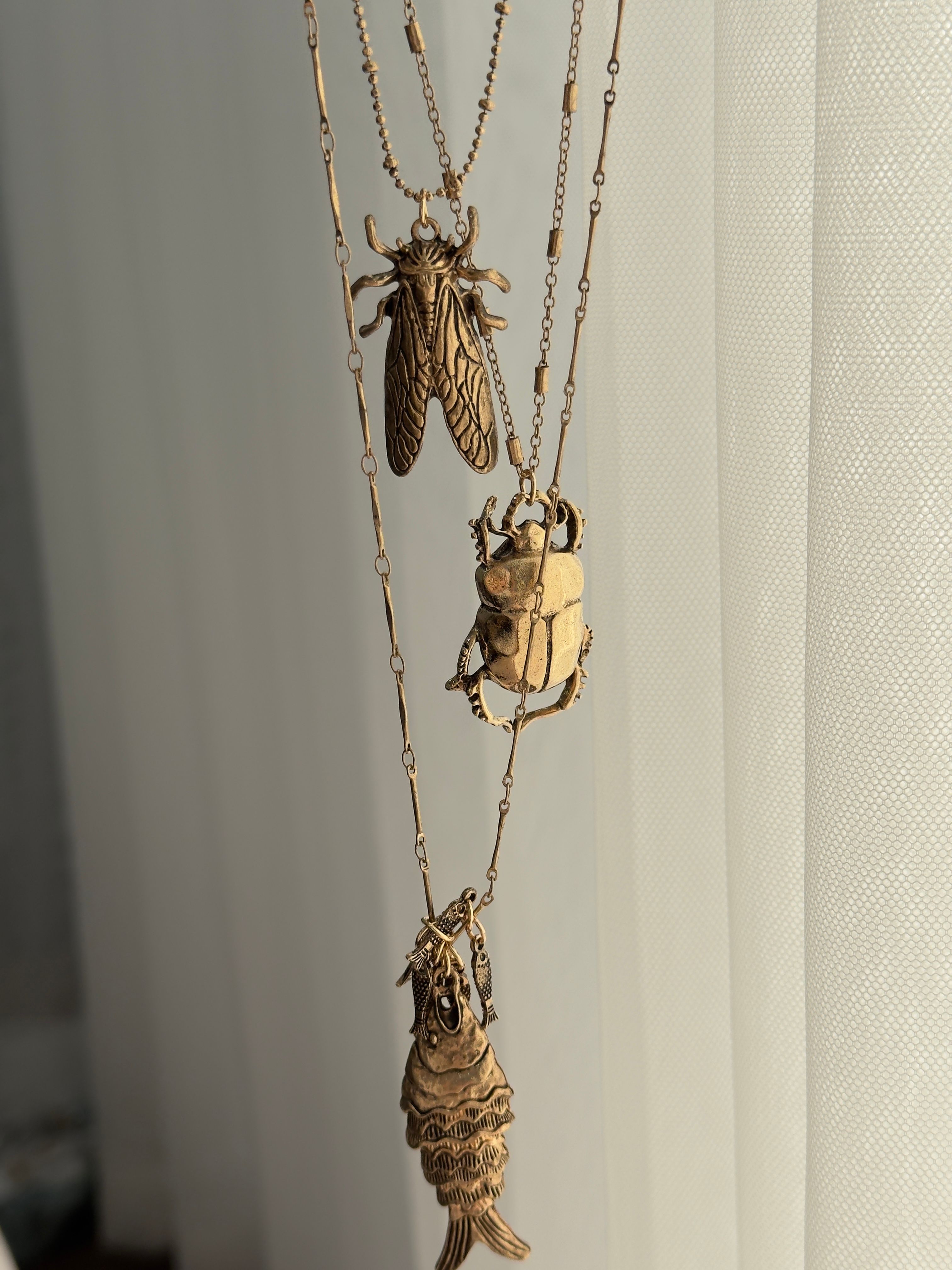 Zr Vintage Buggs Uzun Üçlü Kolye Seti (Ayrı Ayrı Kullanıma Uygun)