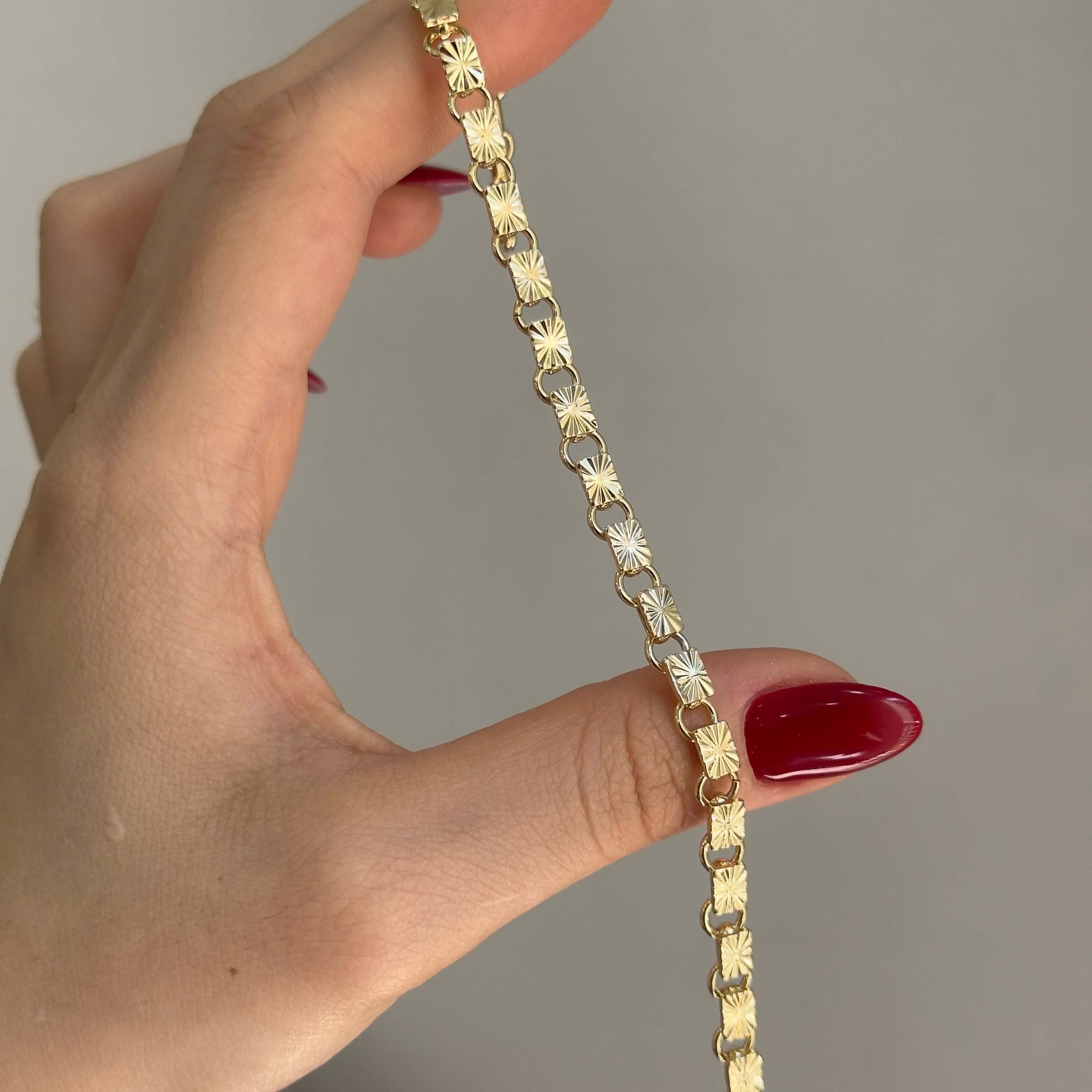 14k Lazer Kesim Basic Vintage Bileklik