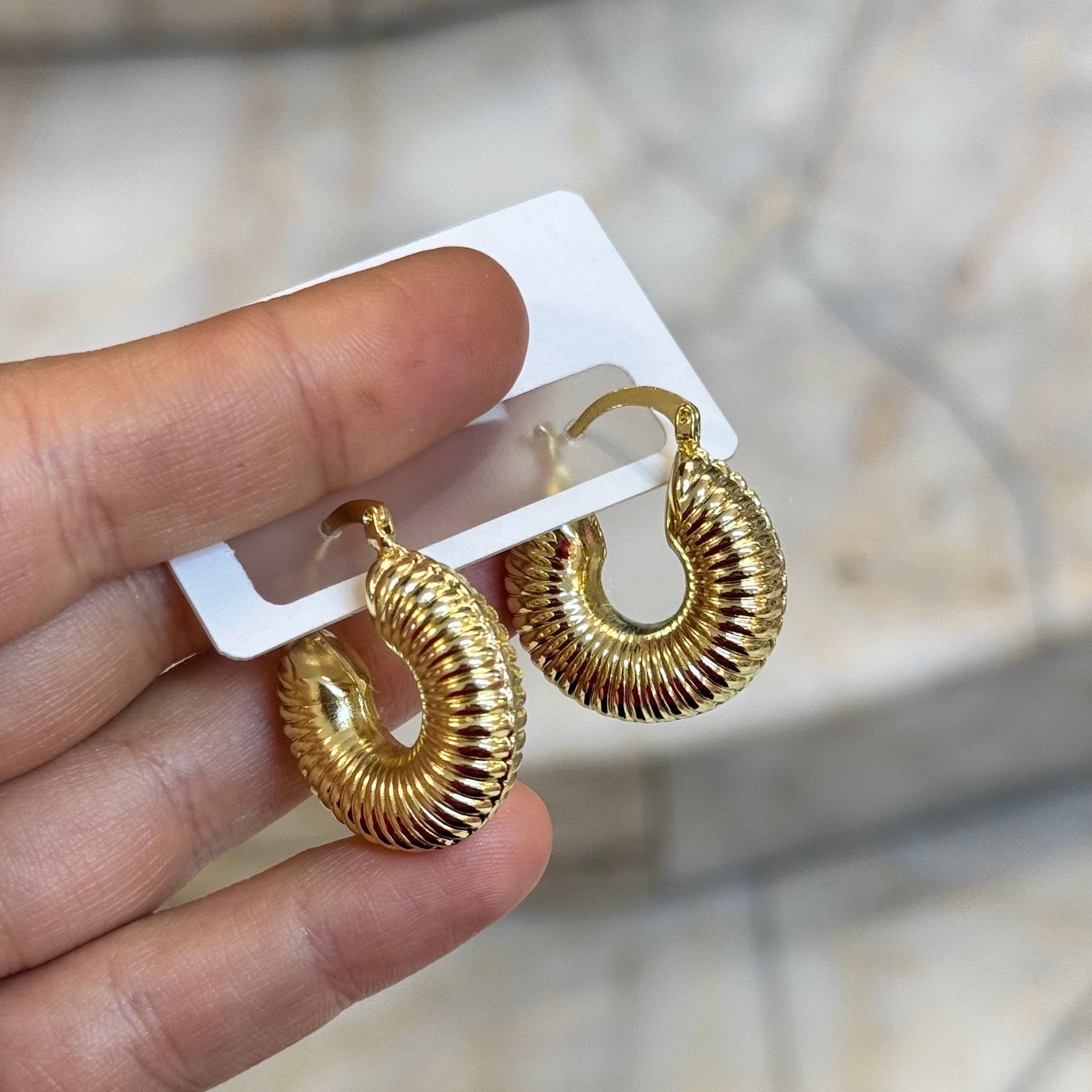 14k Lazer Kesim Bombeli Vintage Halka Küpe