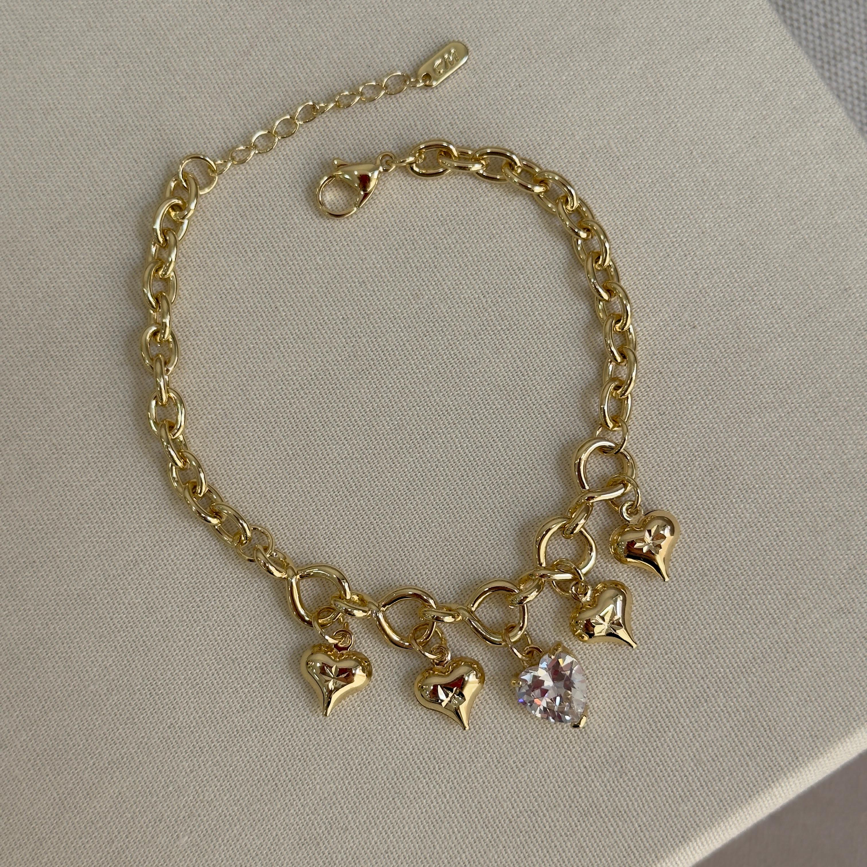14k Heart Charm Bileklik