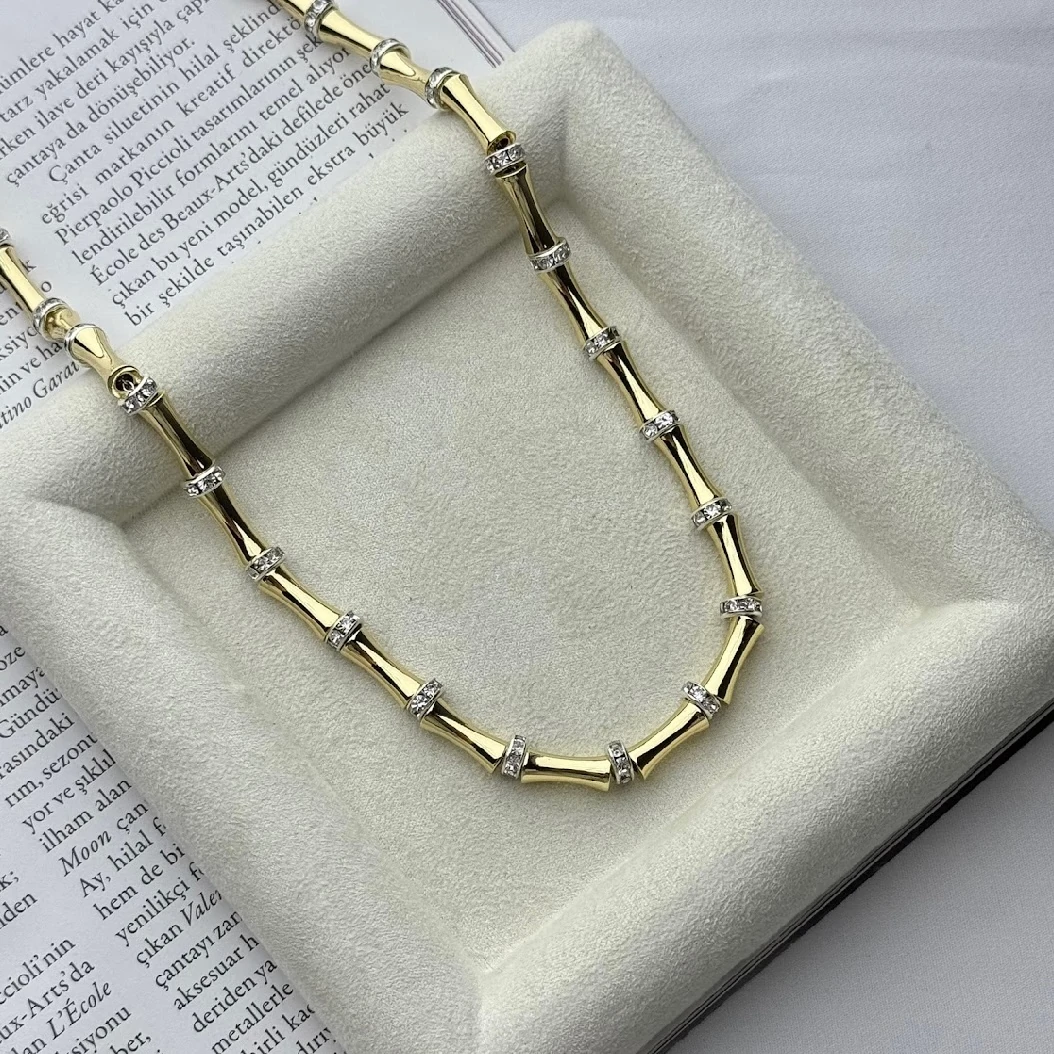 Premium Kemik ve Taş Detaylı Tasarım Kolye (45-47cm)