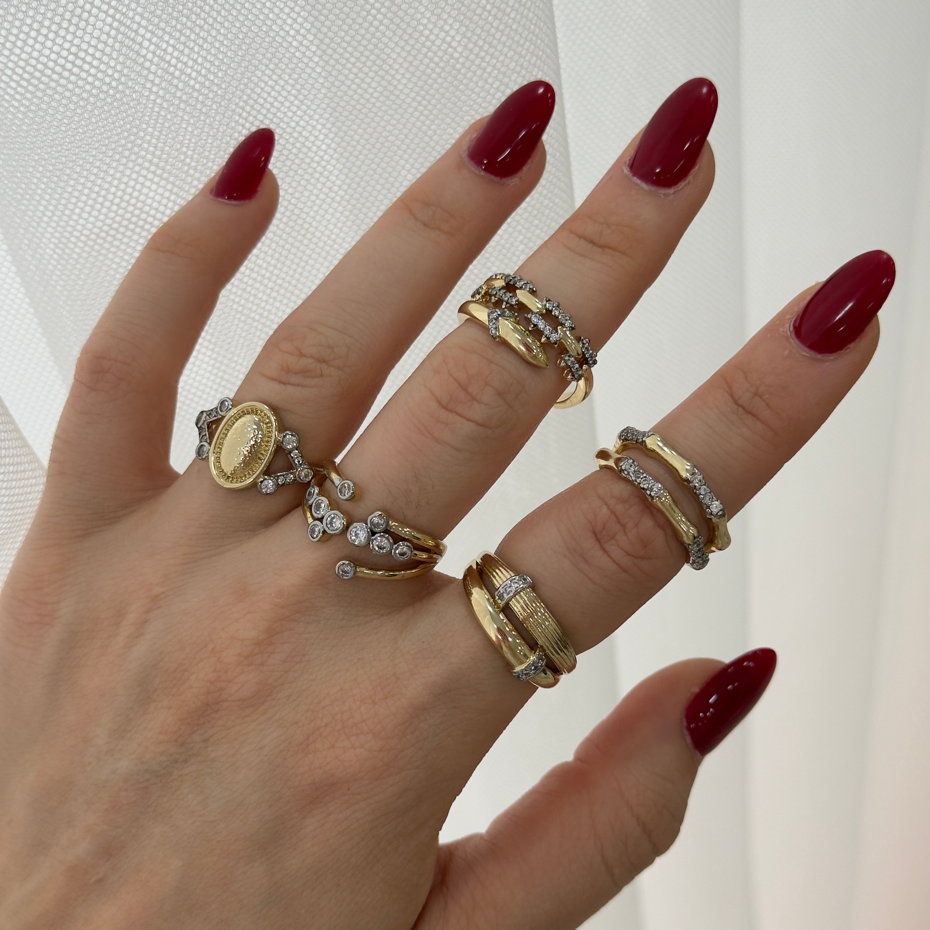 Premium Çift Renk Basic Chic Ayarlanabilir Yüzük