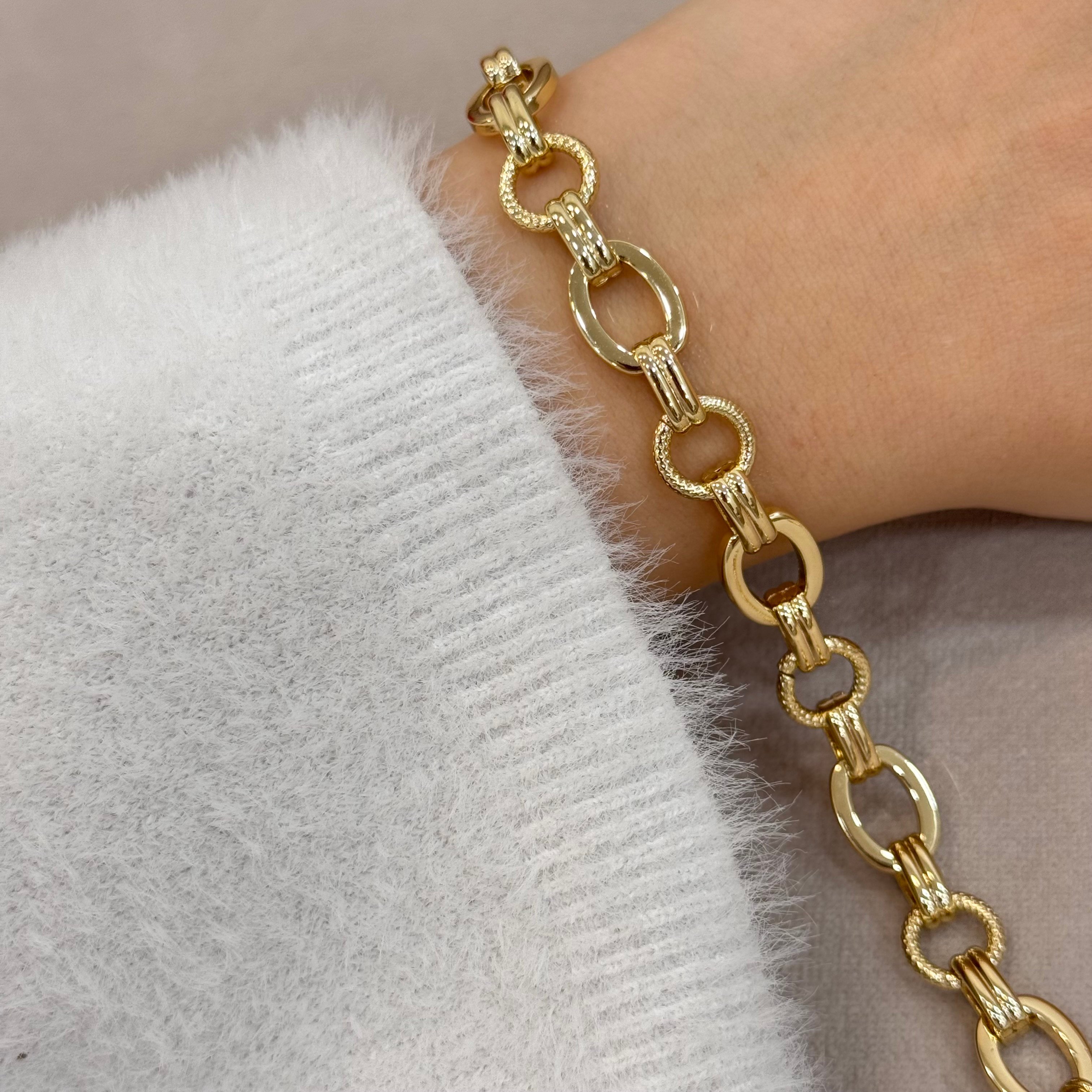 14k Gold Premium Kuyumcu Model Kalın Zincir Bileklik