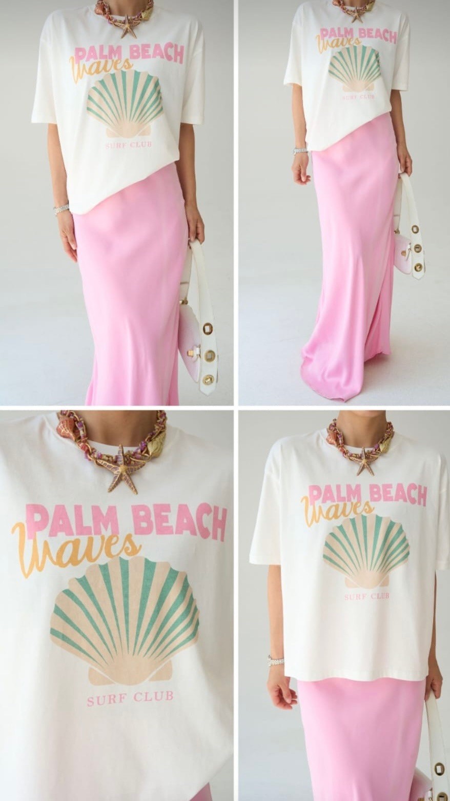 Palm Beach Waves Pamuklu T-Shirt