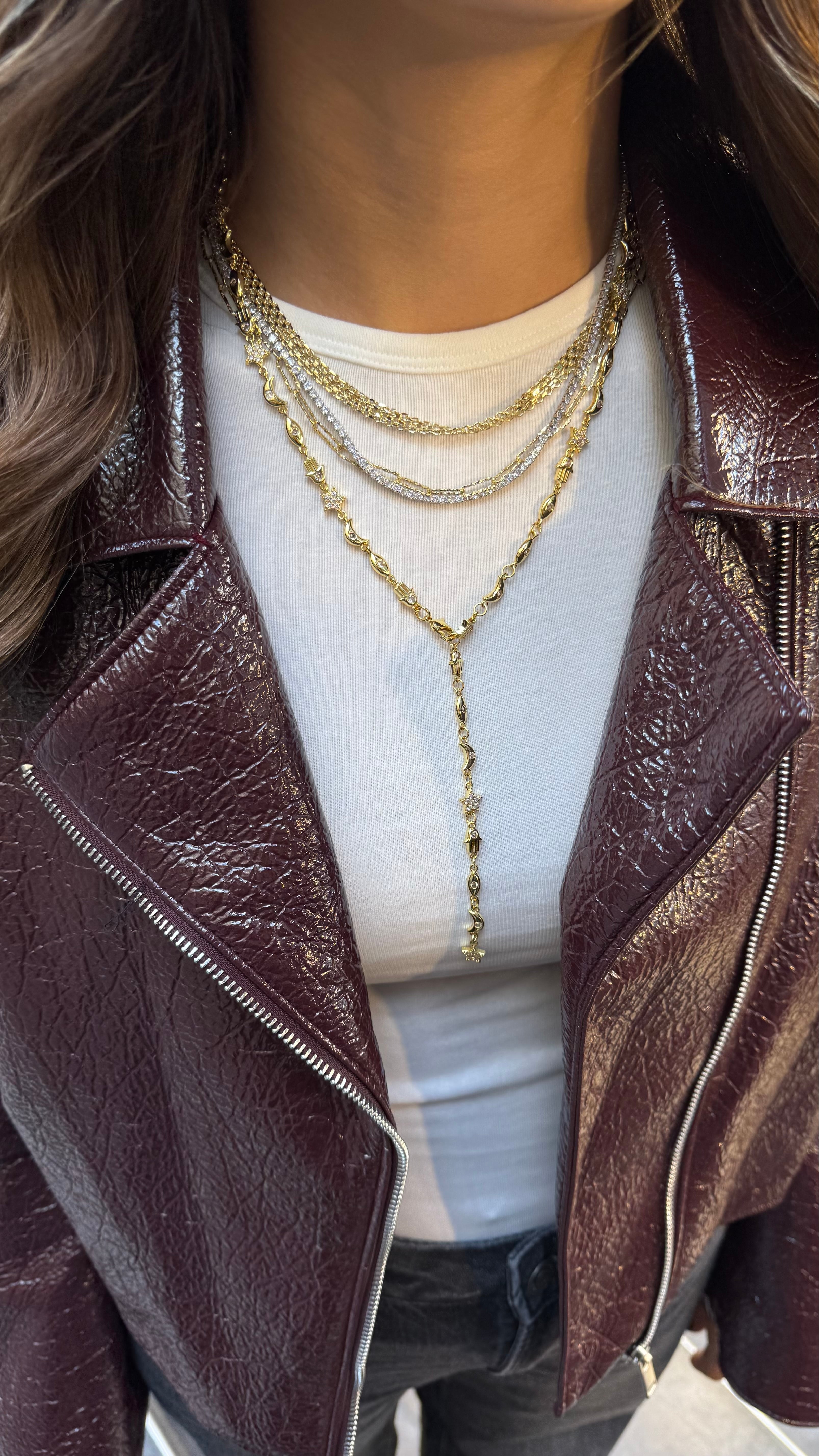 14k Premium Altın Kaplama Lucky Charm Y Kolye