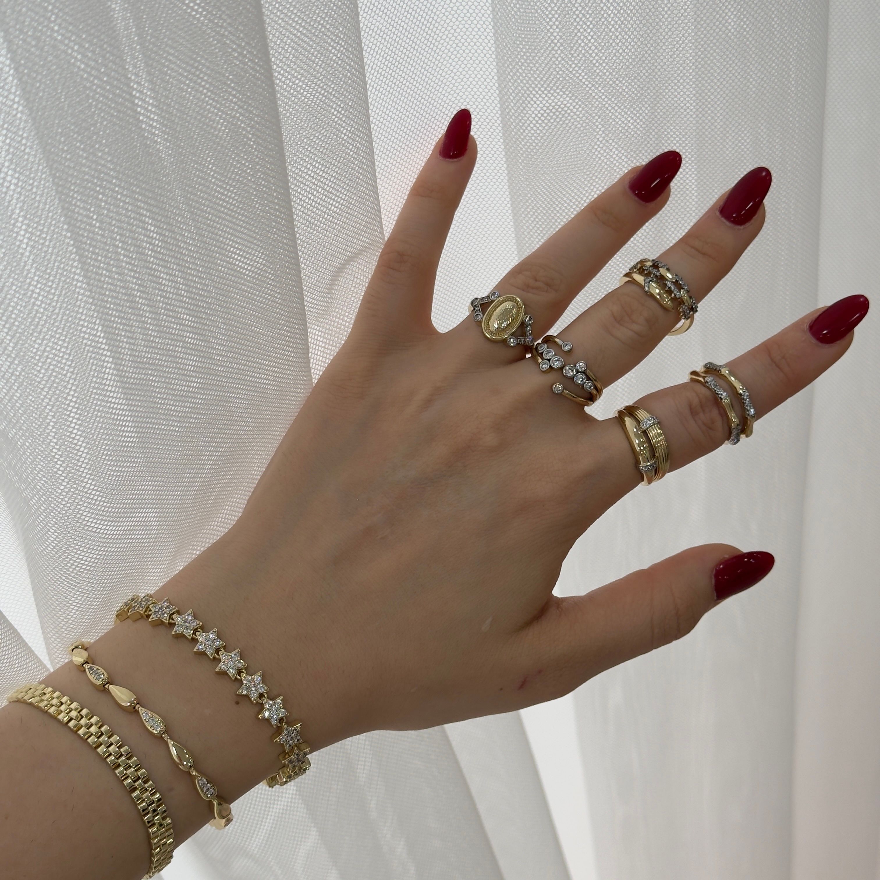 Premium Çift Renk Basic Chic Ayarlanabilir Yüzük