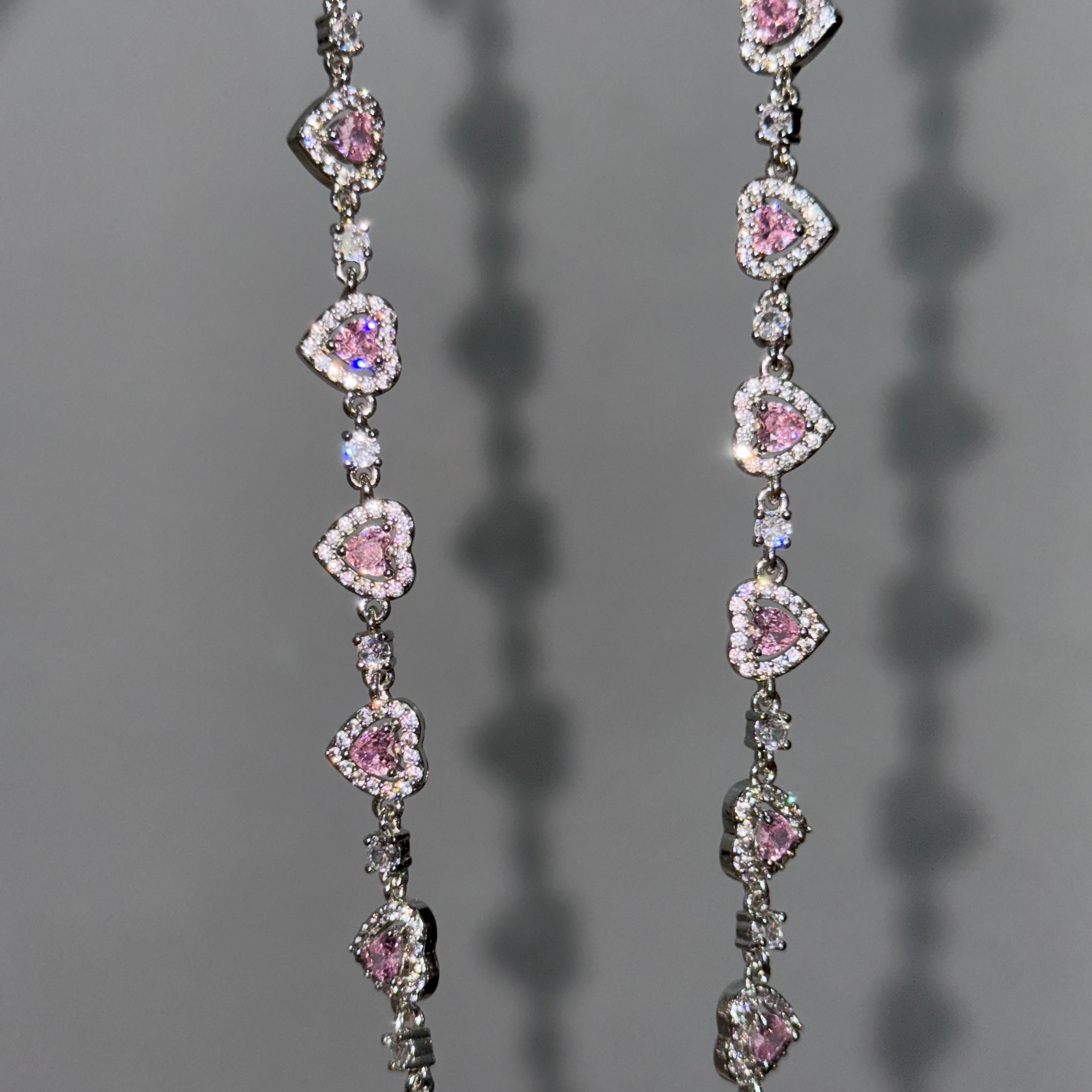 Premium İthal Pembe Kalpli Kolye