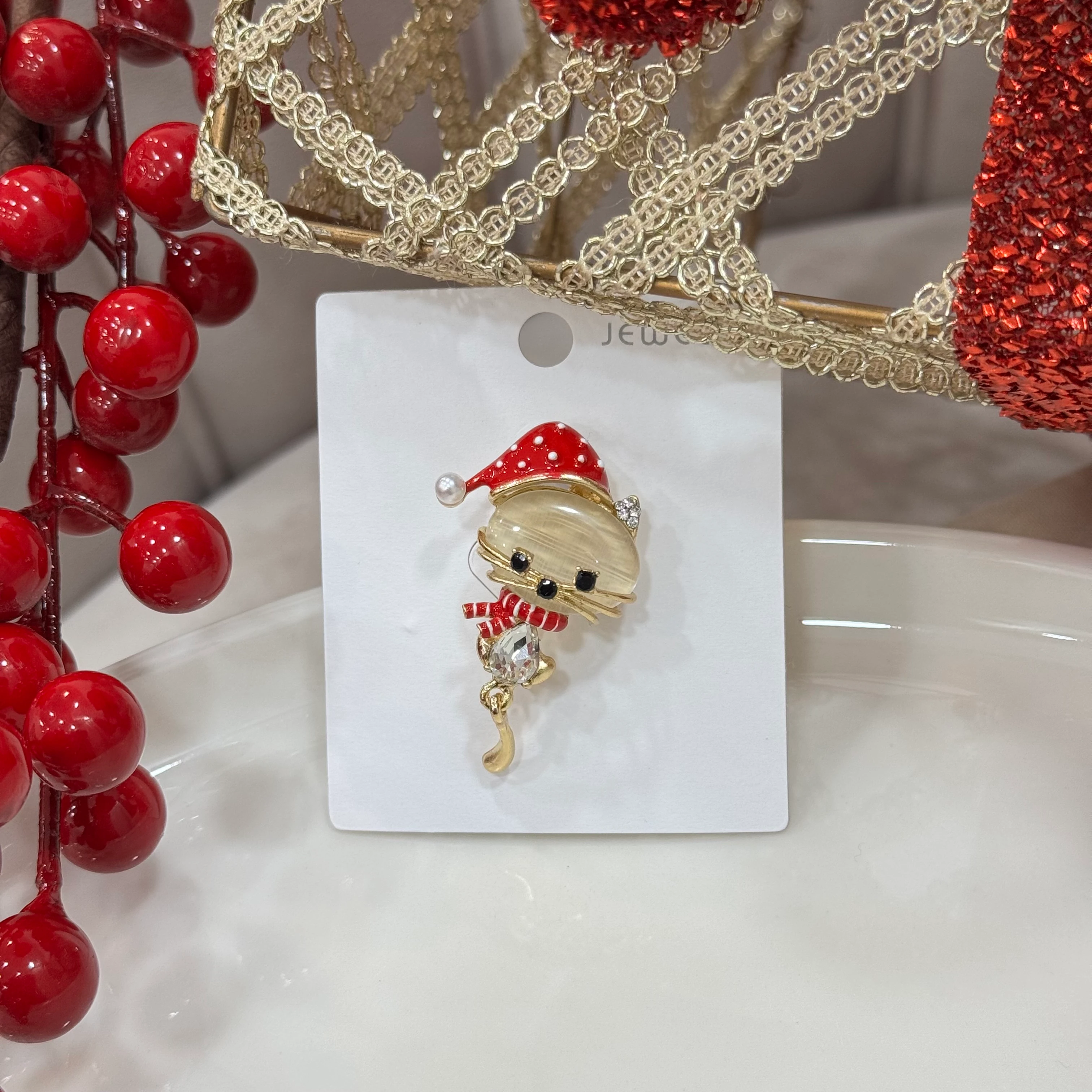 Yılbaşı Kedi Broş No:1