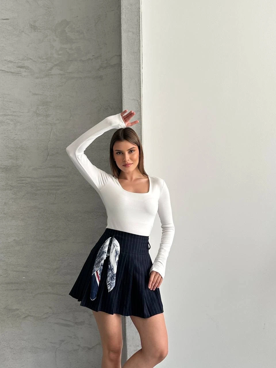 Modal Kumaş Kare Yaka Basic Bluz | Ekru