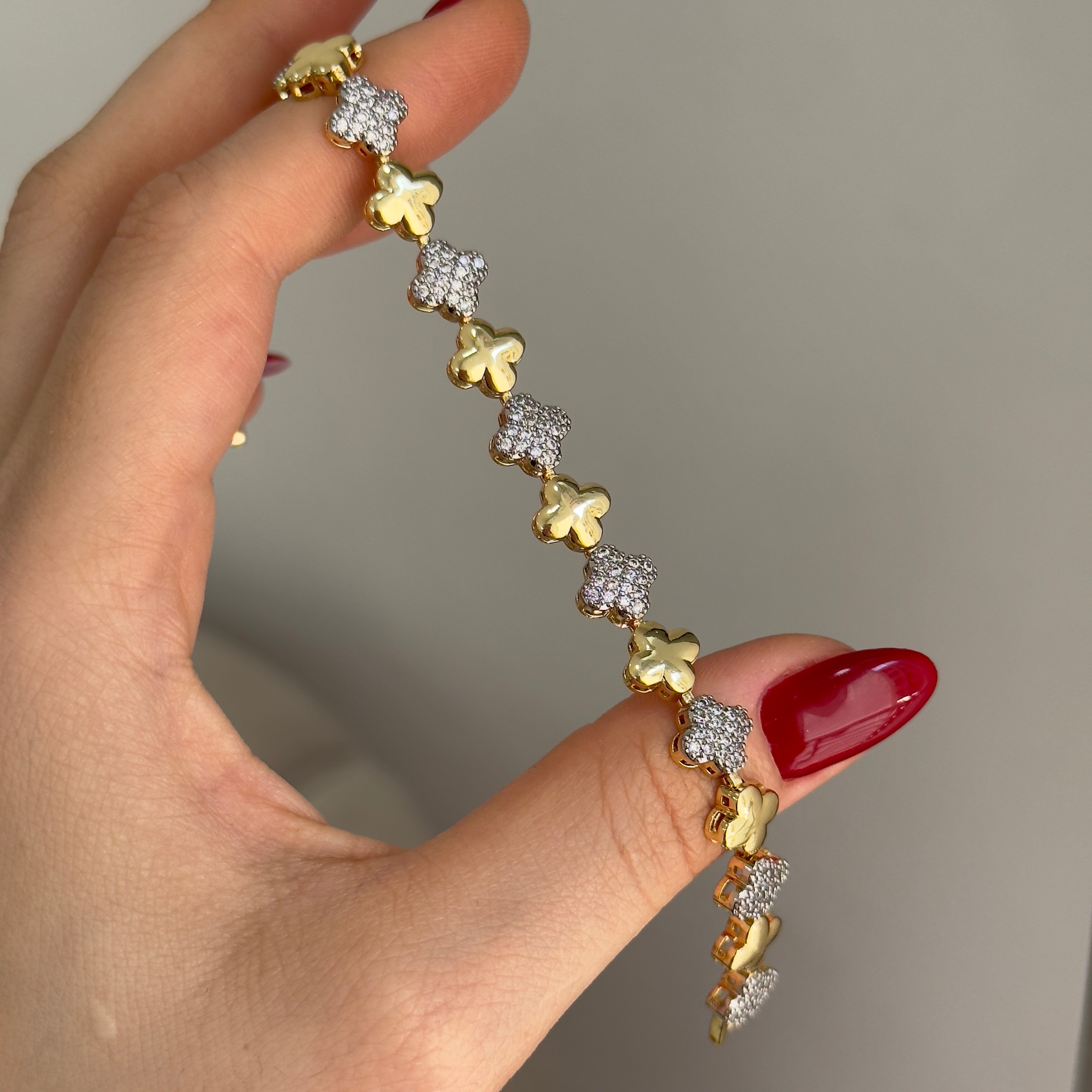 14k Çift Renk Yonca Bileklik