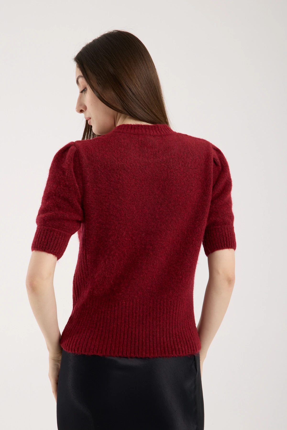 Soft Bloom Knit Velvet | Kısa Kollu Balon Kol Premium Triko