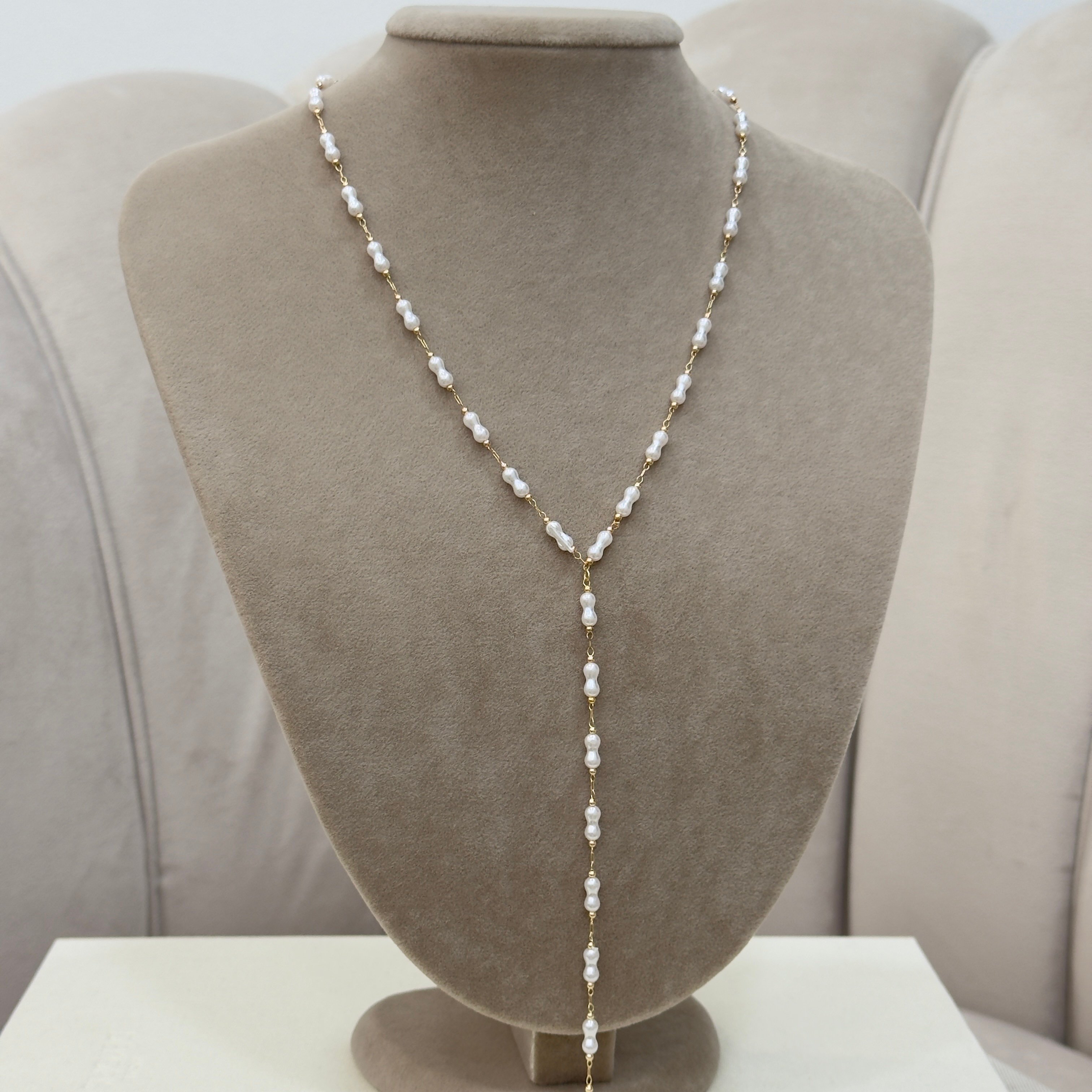Premium İncili Vintage Y Kolye